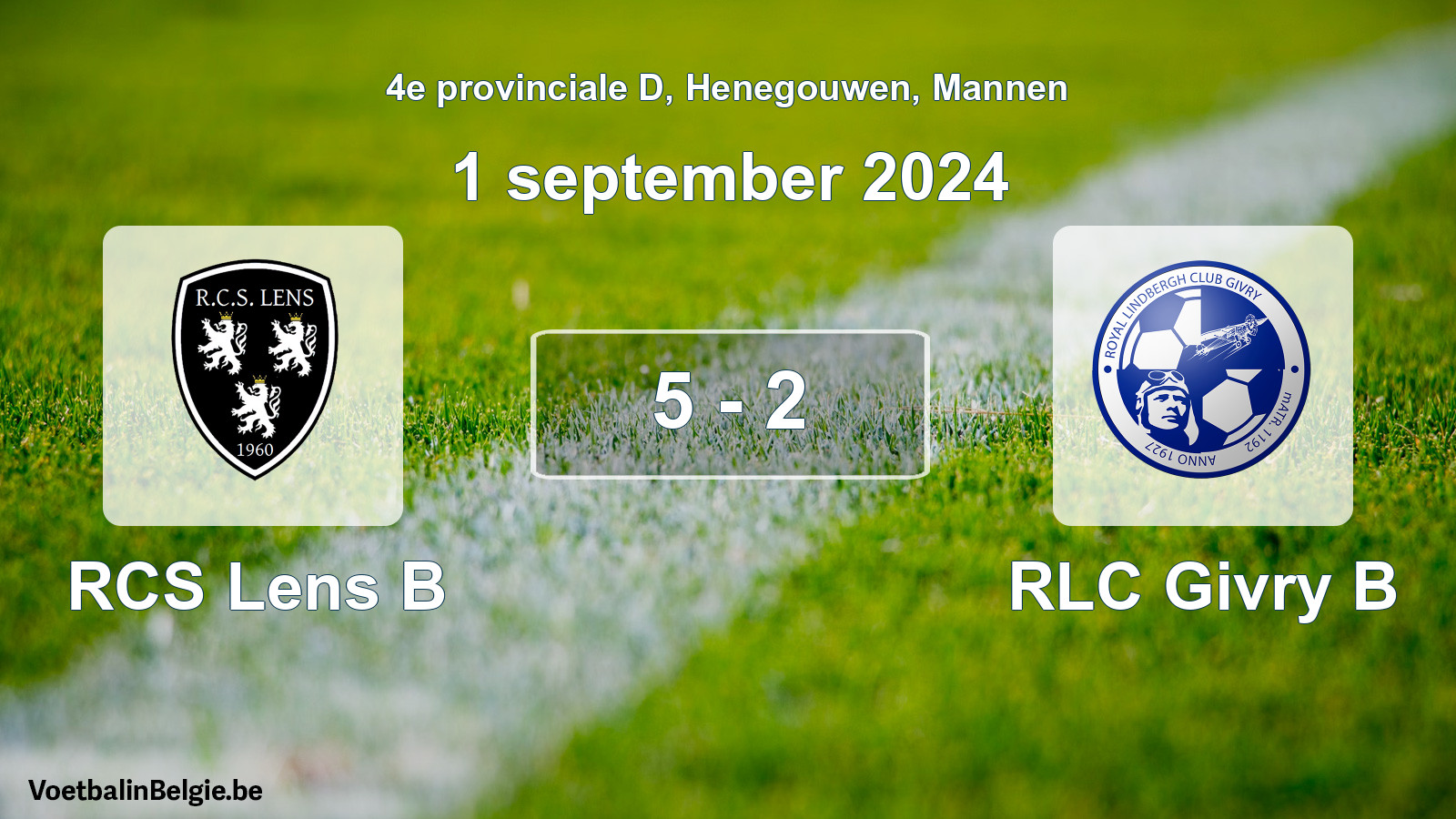 Gespeelde wedstrijd mannenvoetbal: RCS Lens B - RLC Givry B 5 - 2 (1 september 2024)