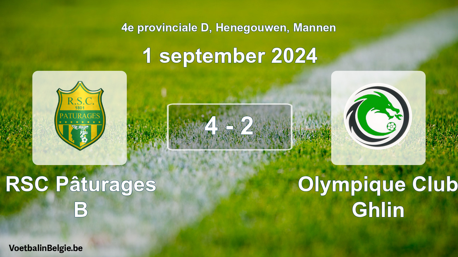 Played match men football: RSC Pâturages B - Olympique Club Ghlin 4 - 2 (1 September 2024)