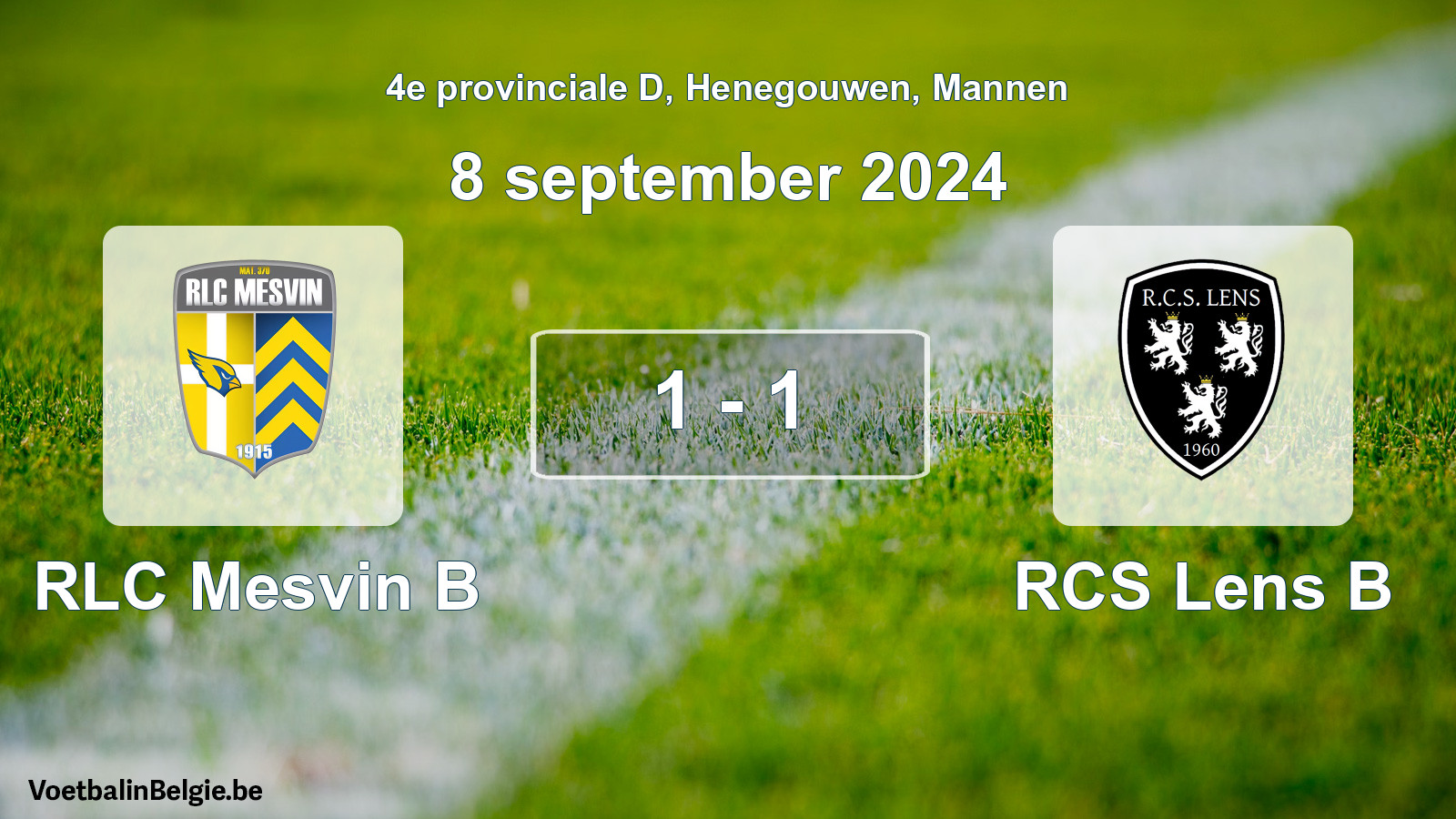 Gespeelde wedstrijd mannenvoetbal: RLC Mesvin B - RCS Lens B 1 - 1 (8 september 2024)