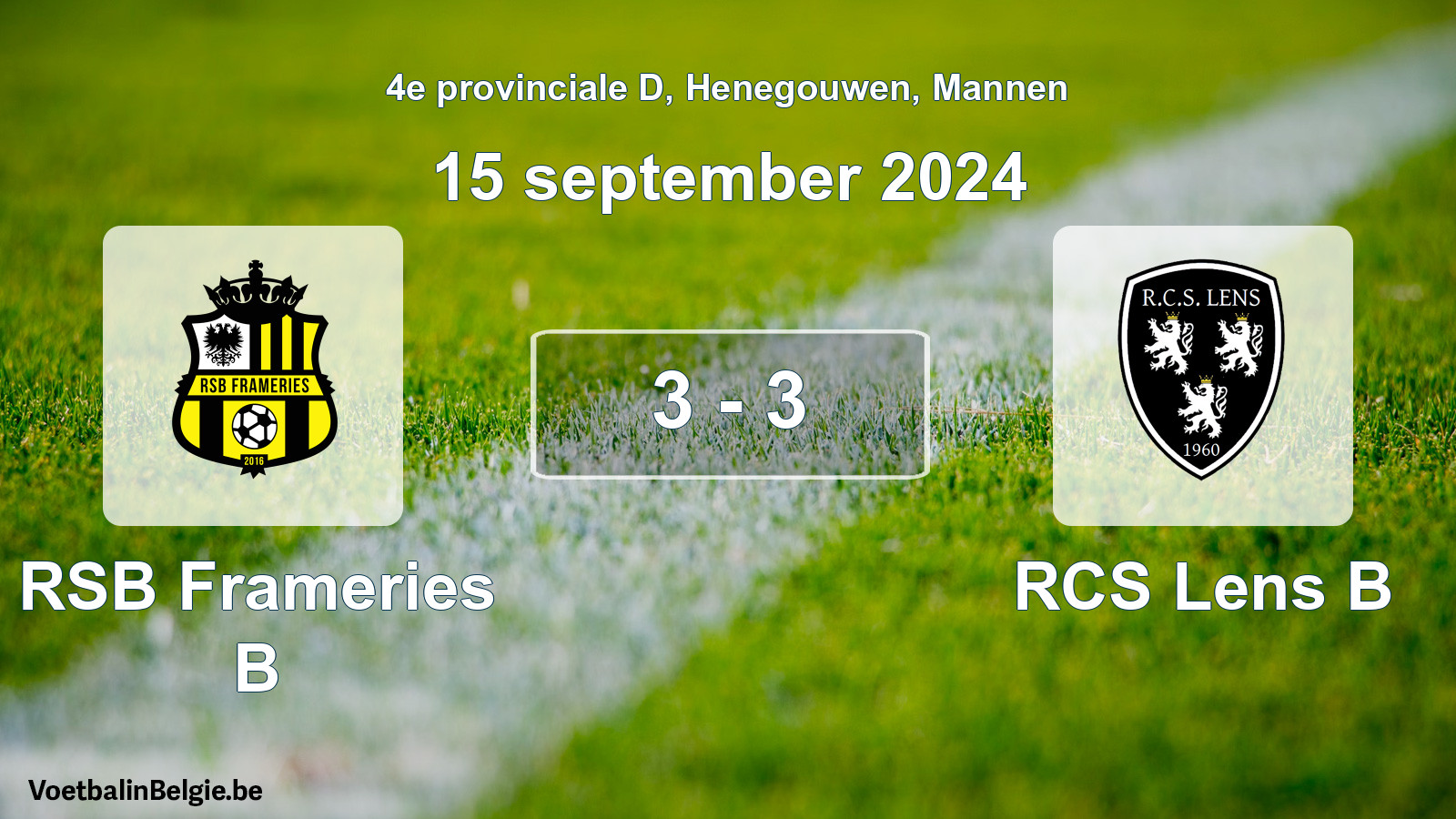 Gespeelde wedstrijd mannenvoetbal: RSB Frameries B - RCS Lens B 3 - 3 (15 september 2024)