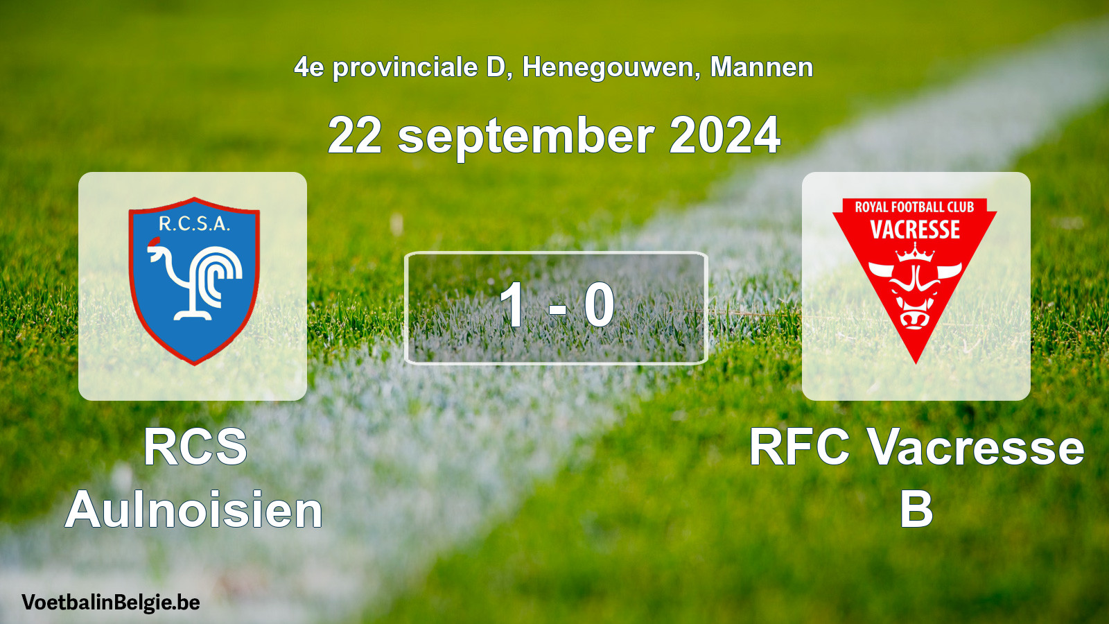 Gespeelde wedstrijd mannenvoetbal: RCS Aulnoisien - RFC Vacresse B 1 - 0 (22 september 2024)