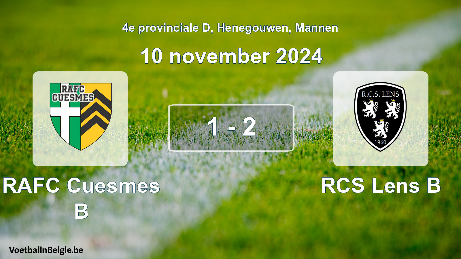 Gespeelde wedstrijd mannenvoetbal: RAFC Cuesmes B - RCS Lens B 1 - 2 (10 november 2024)