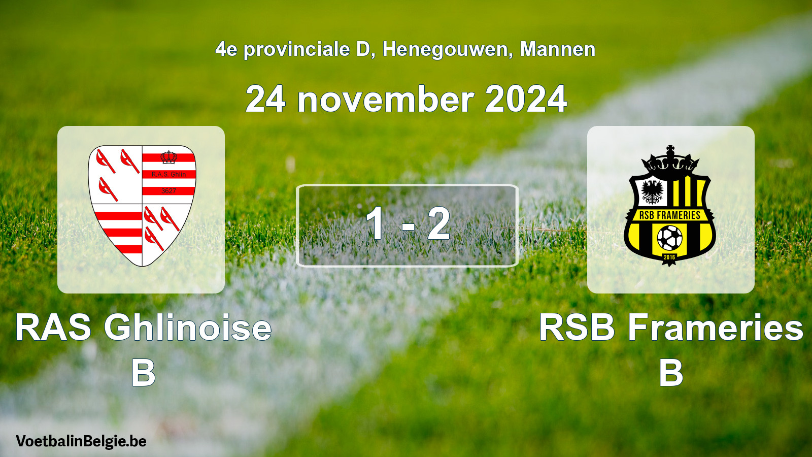 Gespeelde wedstrijd mannenvoetbal: RAS Ghlinoise B - RSB Frameries B 1 - 2 (24 november 2024)