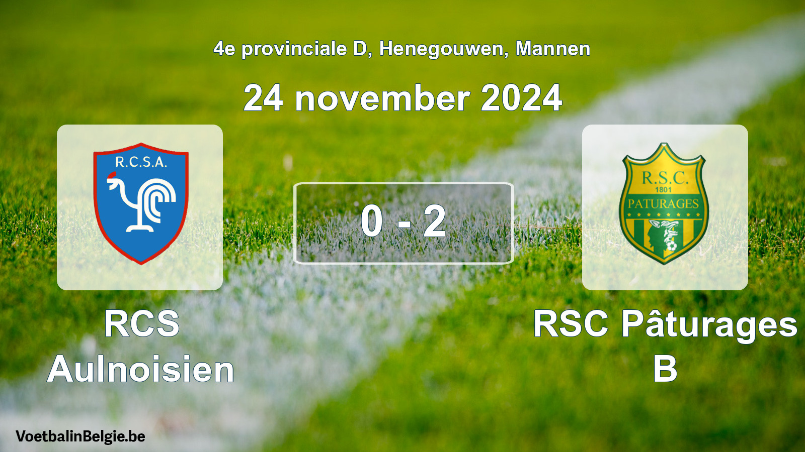 Gespeelde wedstrijd mannenvoetbal: RCS Aulnoisien - RSC Pâturages B 0 - 2 (24 november 2024)