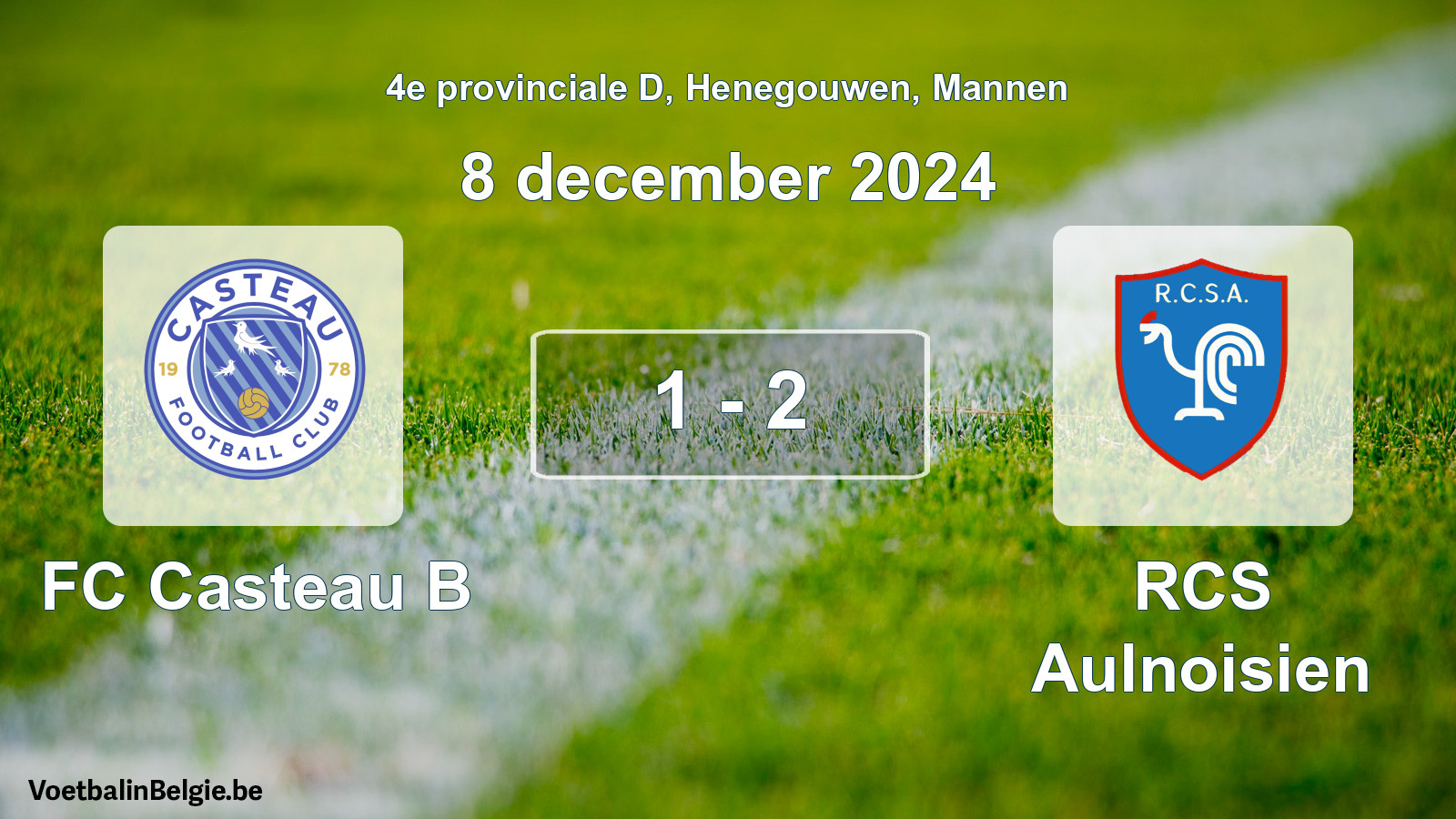 Gespeelde wedstrijd mannenvoetbal: FC Casteau B - RCS Aulnoisien 1 - 2 (8 december 2024)