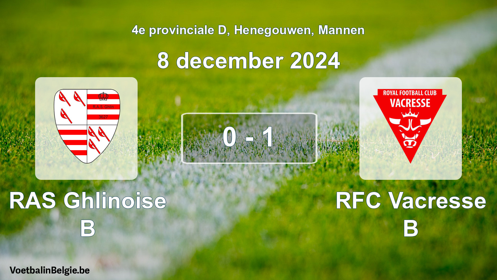 Played match men football: RAS Ghlinoise B - RFC Vacresse B 0 - 1 (8 December 2024)