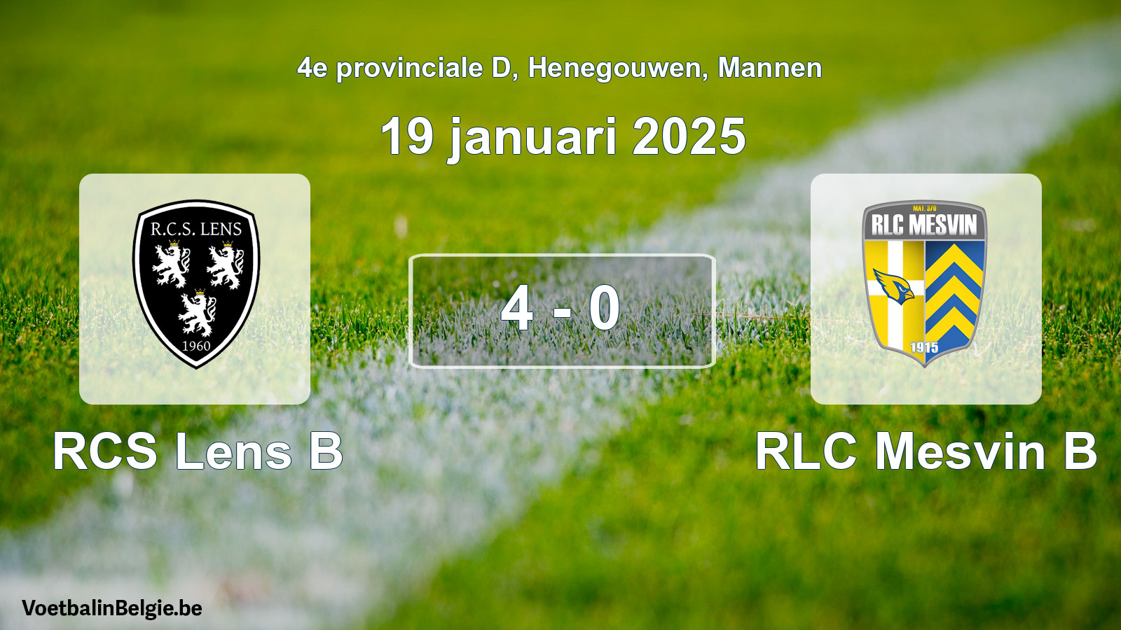 Gespeelde wedstrijd mannenvoetbal: RCS Lens B - RLC Mesvin B 4 - 0 (19 januari 2025)