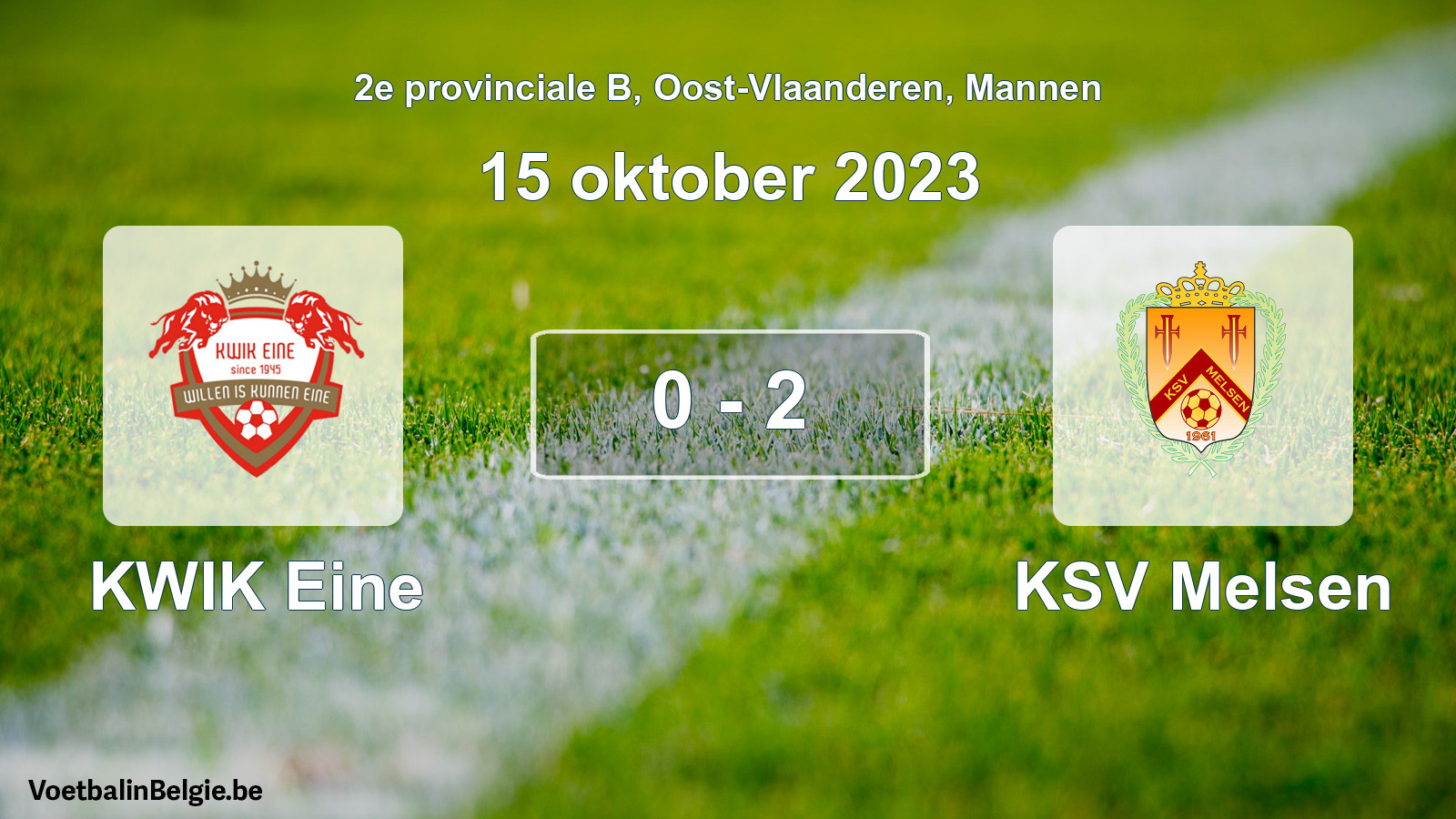 Match joué football hommes: KWIK Eine - KSV Melsen 0 - 2 (15 octobre 2023)