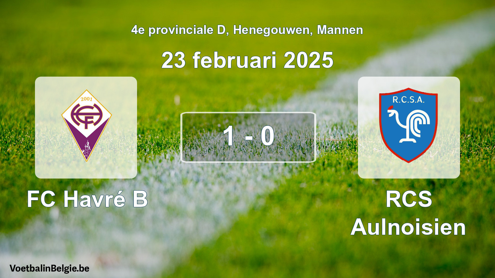 Gespeelde wedstrijd mannenvoetbal: FC Havré B - RCS Aulnoisien 1 - 0 (23 februari 2025)