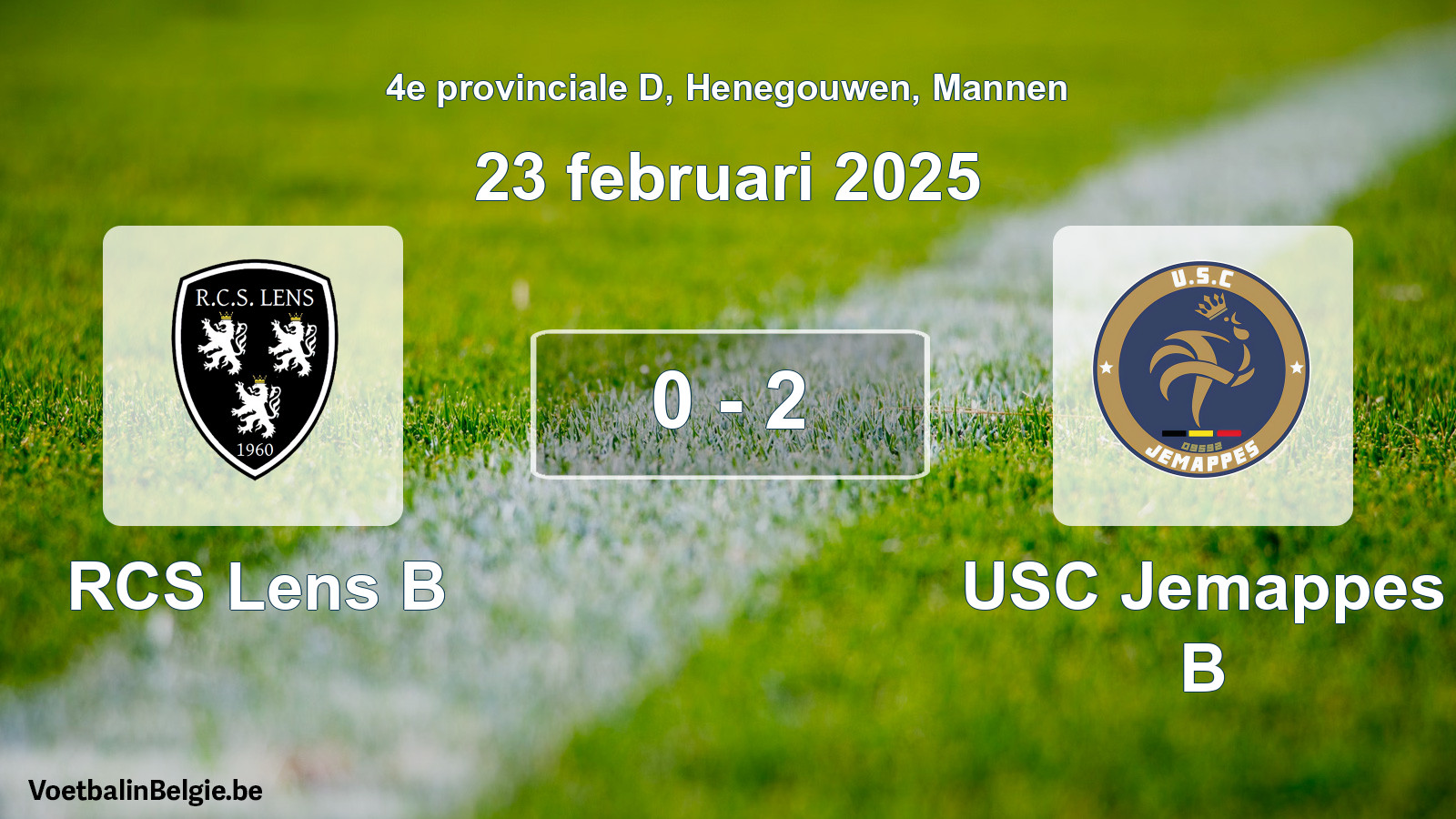 Gespeelde wedstrijd mannenvoetbal: RCS Lens B - USC Jemappes B 0 - 2 (23 februari 2025)