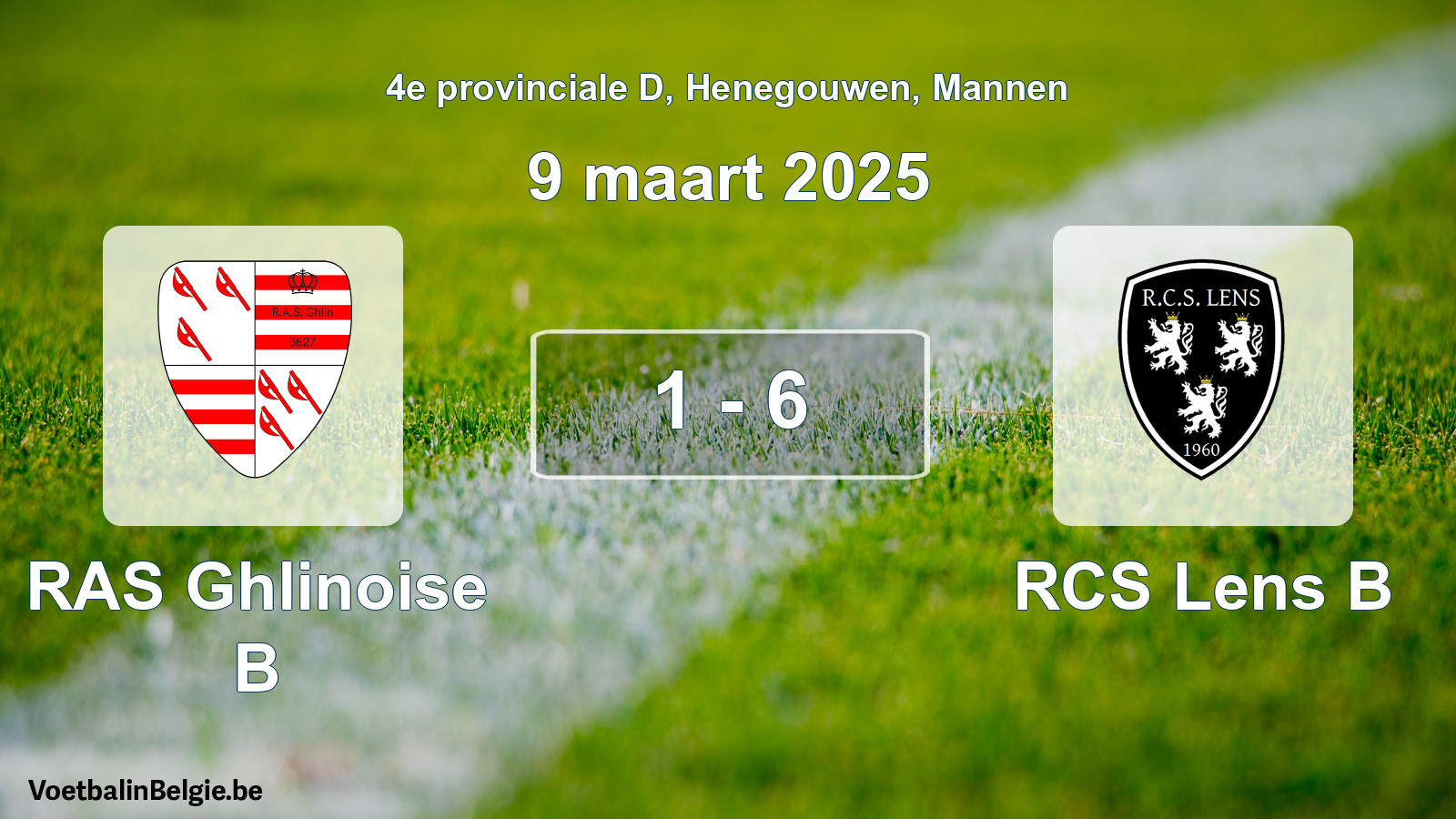 Gespeelde wedstrijd mannenvoetbal: RAS Ghlinoise B - RCS Lens B 1 - 6 (9 maart 2025)