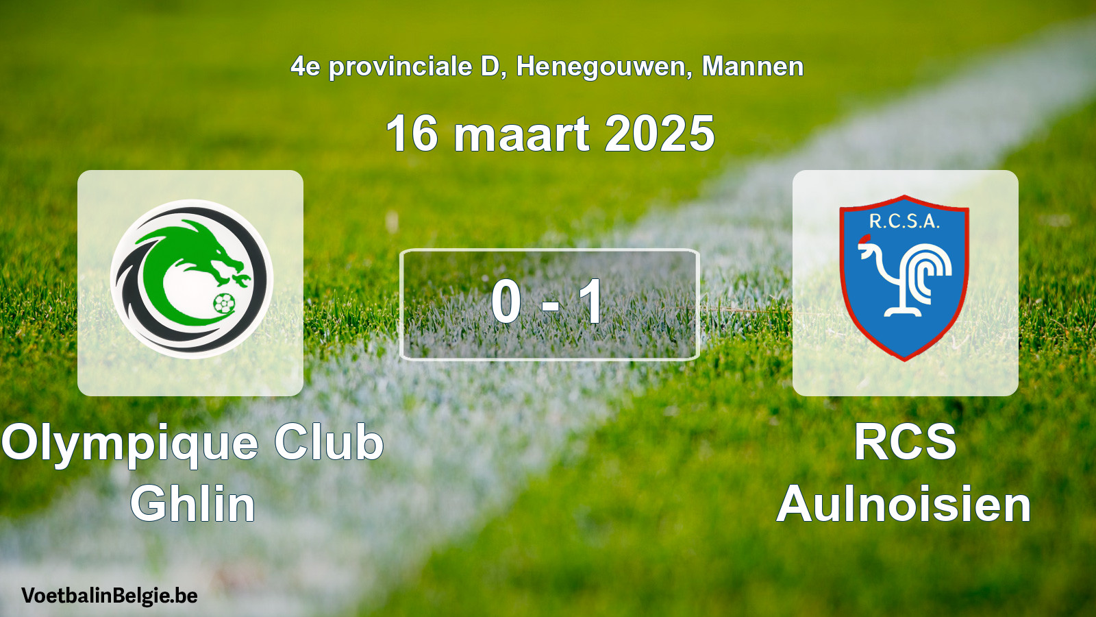Gespeelde wedstrijd mannenvoetbal: Olympique Club Ghlin - RCS Aulnoisien 0 - 1 (16 maart 2025)