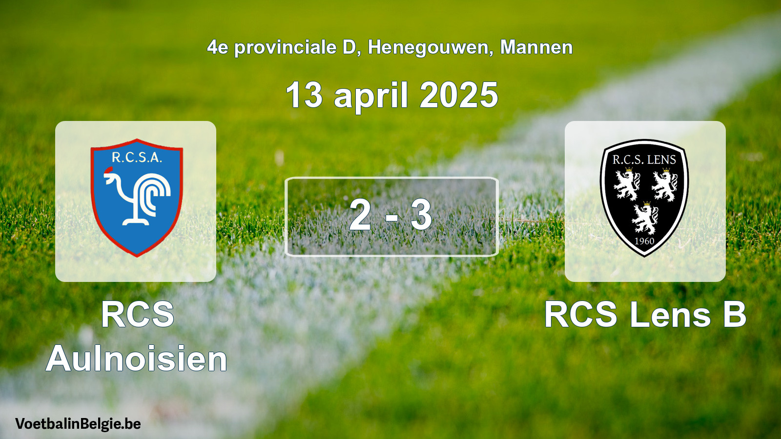 Gespeelde wedstrijd mannenvoetbal: RCS Aulnoisien - RCS Lens B 2 - 3 (13 april 2025)