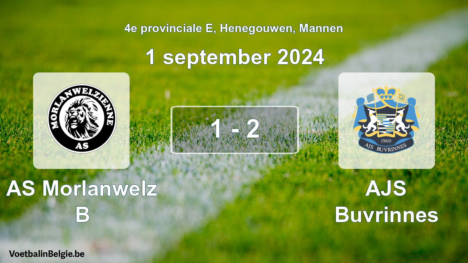 Gespeelde wedstrijd mannenvoetbal: AS Morlanwelz B - AJS Buvrinnes 1 - 2 (1 september 2024)