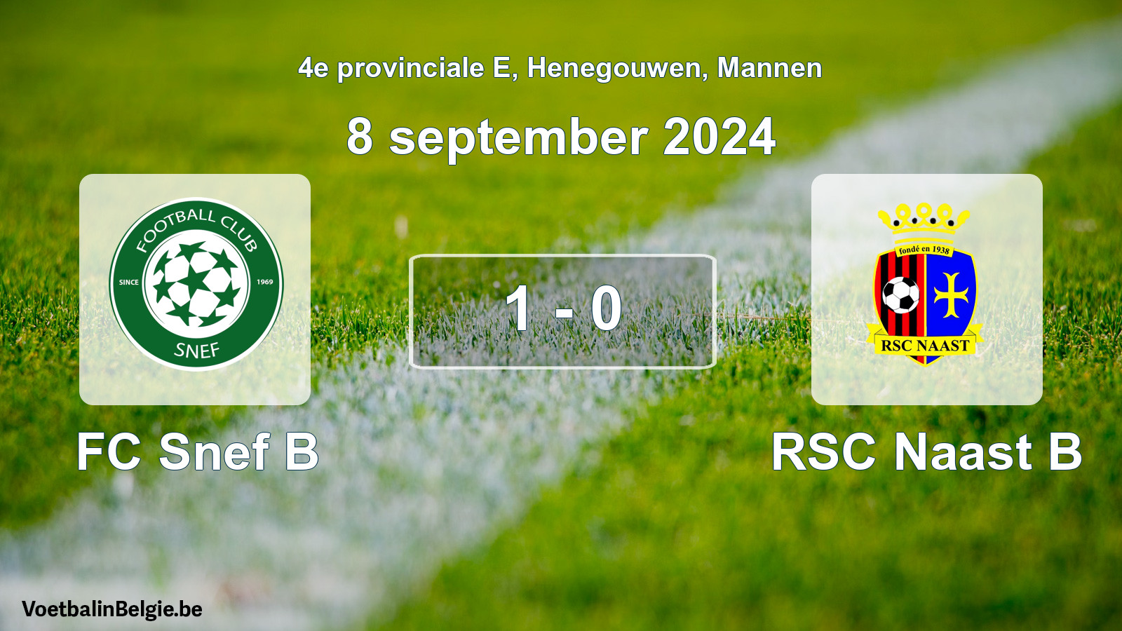 Played match men football: FC Snef B - RSC Naast B 1 - 0 (8 September 2024)