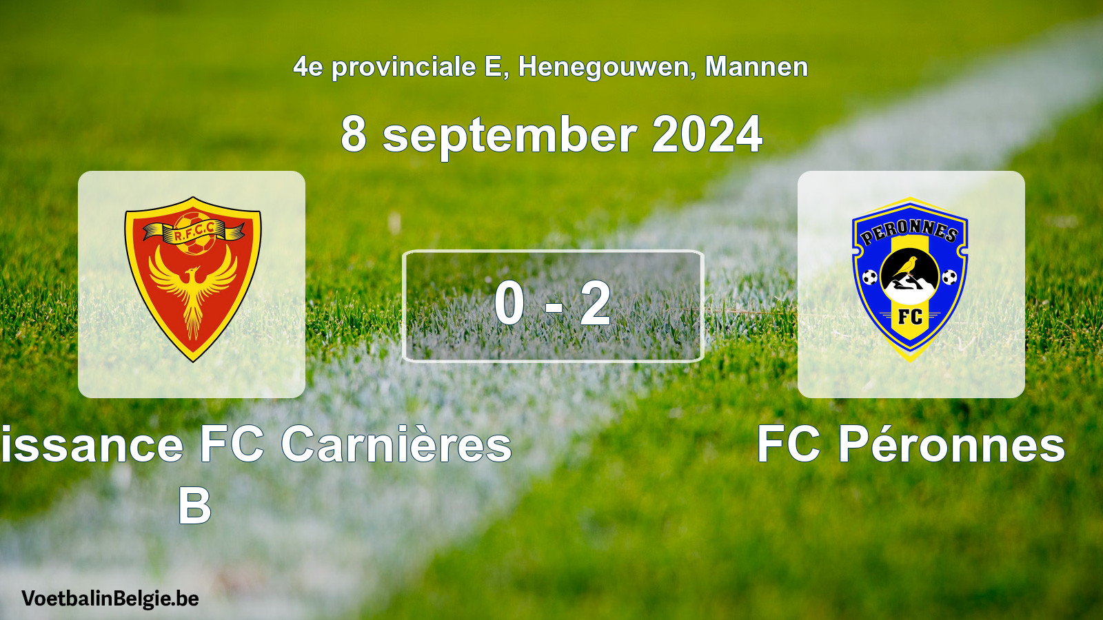 Gespeelde wedstrijd mannenvoetbal: Renaissance FC Carnières B - FC Péronnes 0 - 2 (8 september 2024)