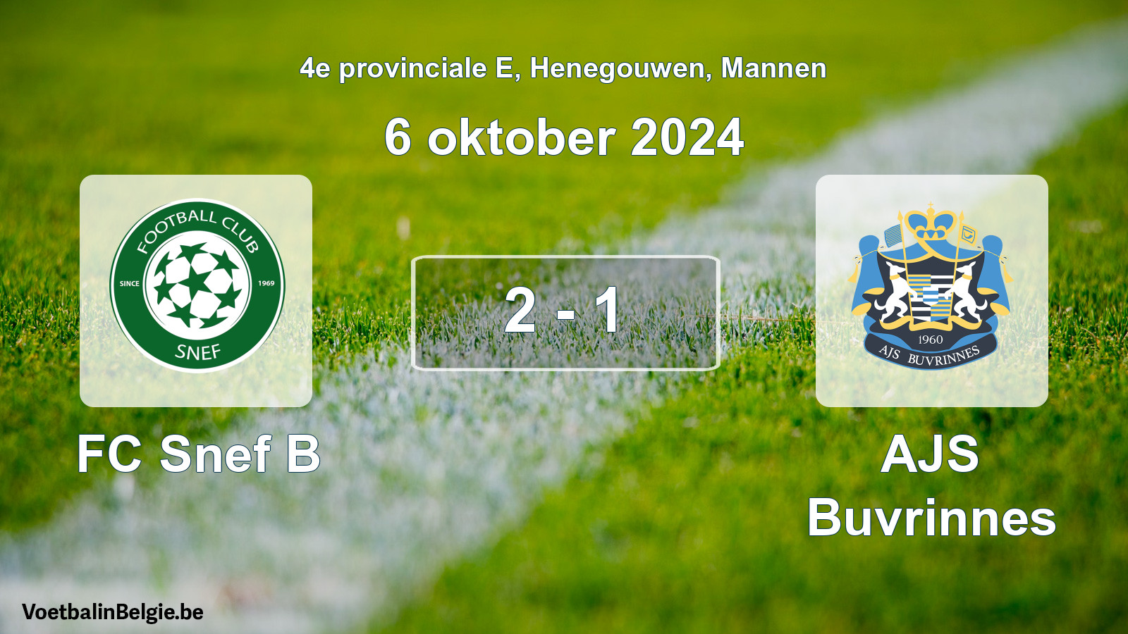 Gespeelde wedstrijd mannenvoetbal: FC Snef B - AJS Buvrinnes 2 - 1 (6 oktober 2024)
