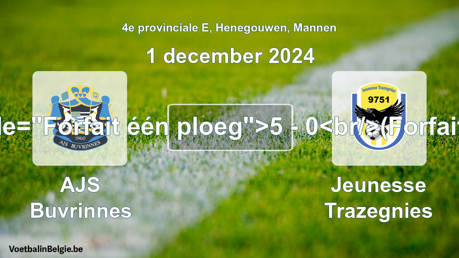 Forfeited: AJS Buvrinnes - Jeunesse Trazegnies 5 - 0 (1 December 2024)
