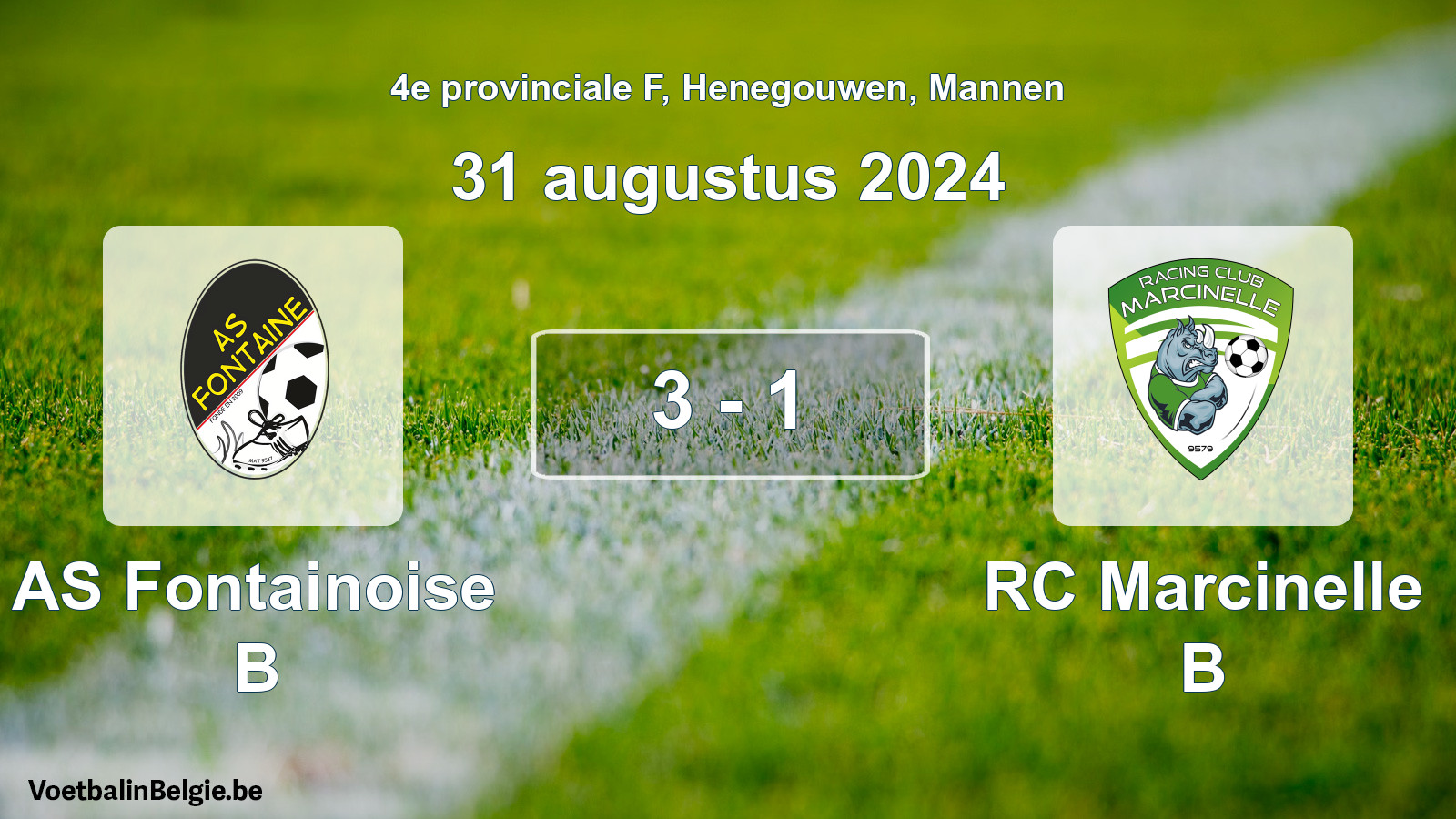 Gespeelde wedstrijd mannenvoetbal: AS Fontainoise B - RC Marcinelle B 3 - 1 (31 augustus 2024)