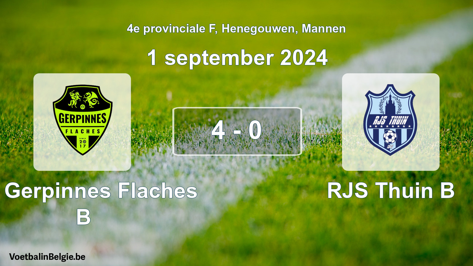 Gespeelde wedstrijd mannenvoetbal: FC Gerpinnes Flaches B - RJS Thuin B 4 - 0 (1 september 2024)