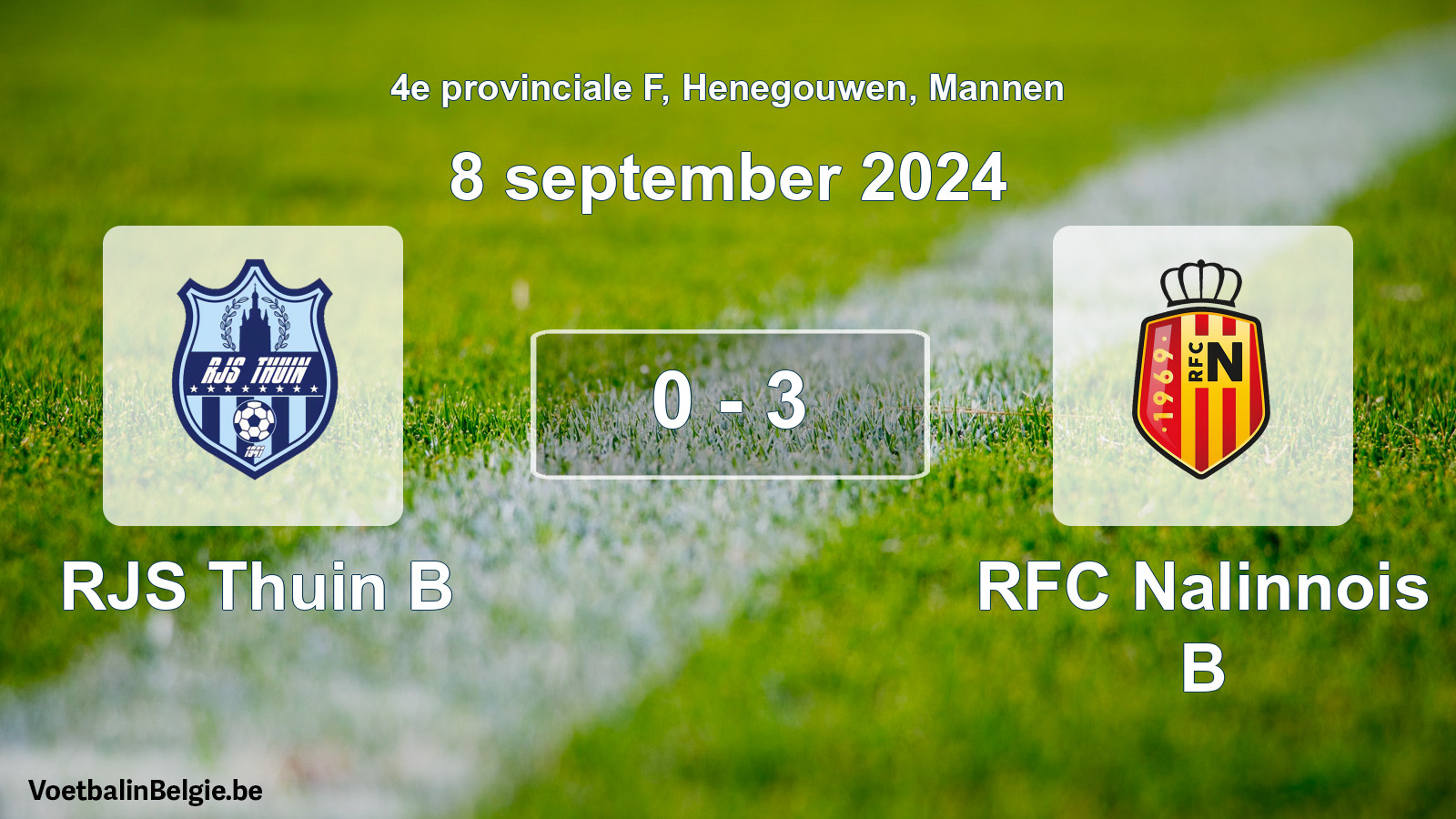 Gespeelde wedstrijd mannenvoetbal: RJS Thuin B - RFC Nalinnois B 0 - 3 (8 september 2024)