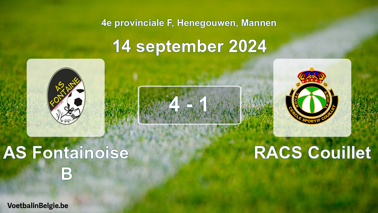 Gespeelde wedstrijd mannenvoetbal: AS Fontainoise B - RACS Couillet 4 - 1 (14 september 2024)