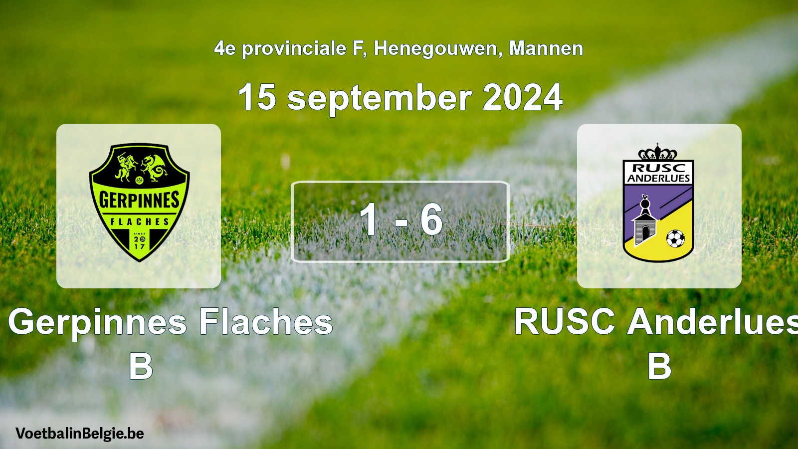Gespeelde wedstrijd mannenvoetbal: FC Gerpinnes Flaches B - RUSC Anderlues B 1 - 6 (15 september 2024)