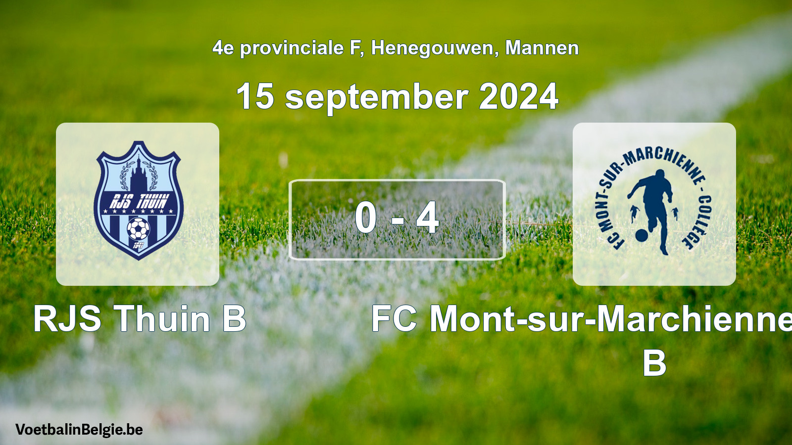 Gespeelde wedstrijd mannenvoetbal: RJS Thuin B - FC Mont-sur-Marchienne Collège B 0 - 4 (15 september 2024)