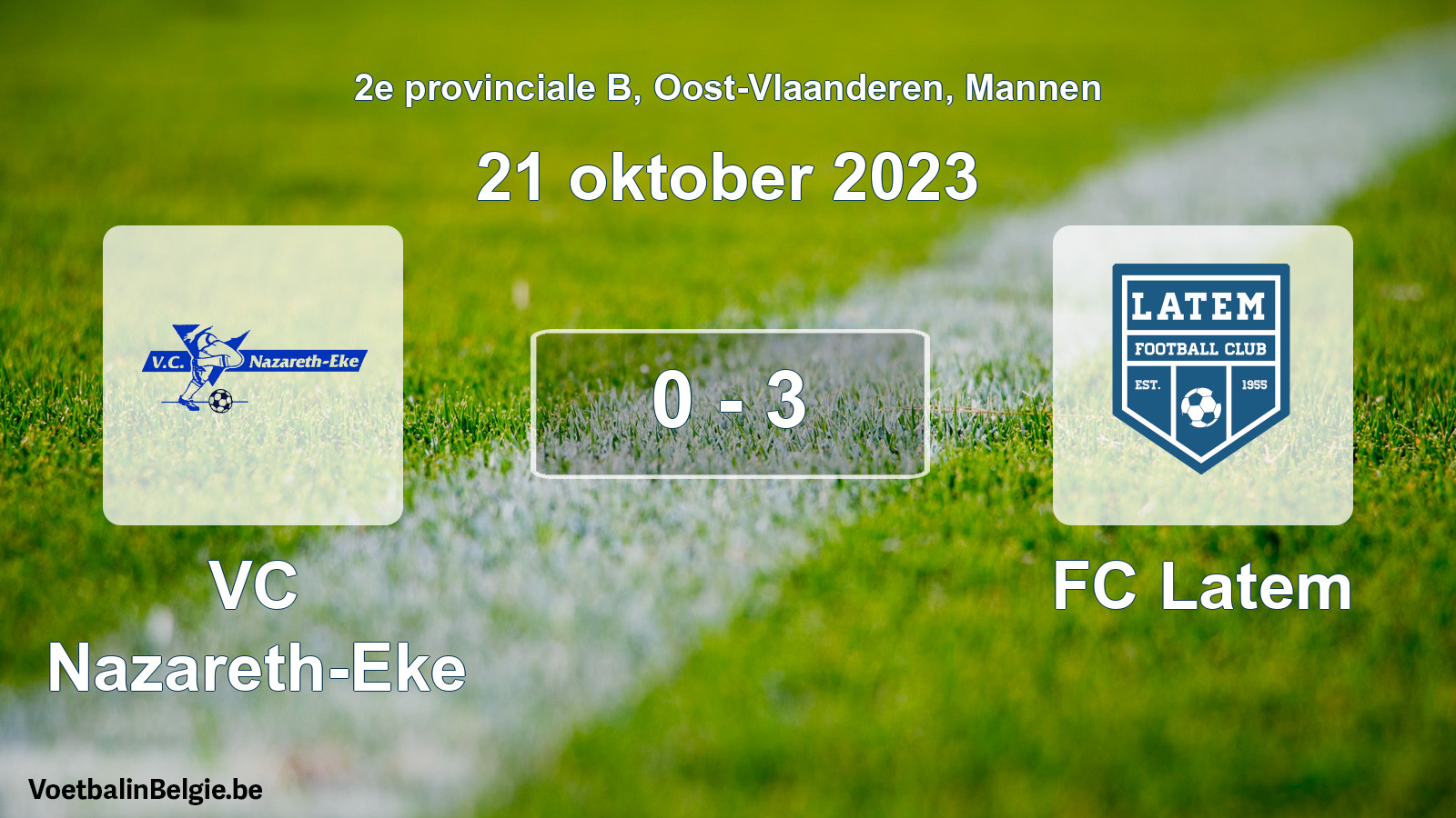 Gespeelde wedstrijd mannenvoetbal: VC Nazareth-Eke - FC Latem 0 - 3 (21 oktober 2023)