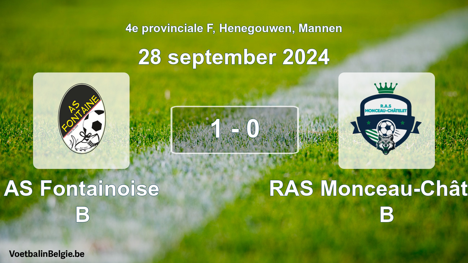 Gespeelde wedstrijd mannenvoetbal: AS Fontainoise B - RAS Monceau-Châtelet B 1 - 0 (28 september 2024)