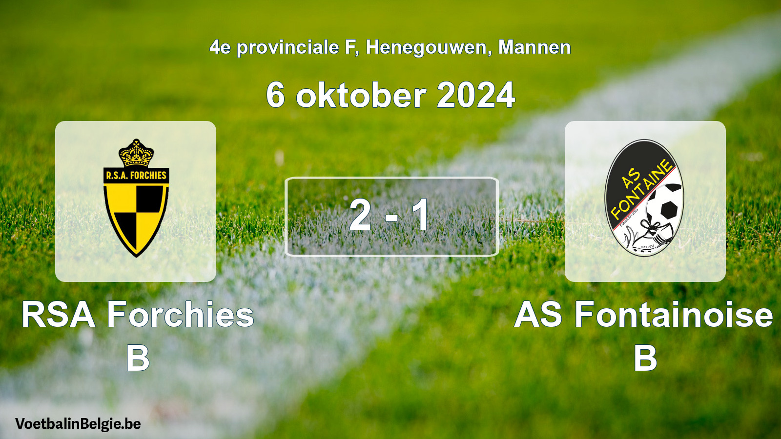 Gespeelde wedstrijd mannenvoetbal: RSA Forchies B - AS Fontainoise B 2 - 1 (6 oktober 2024)