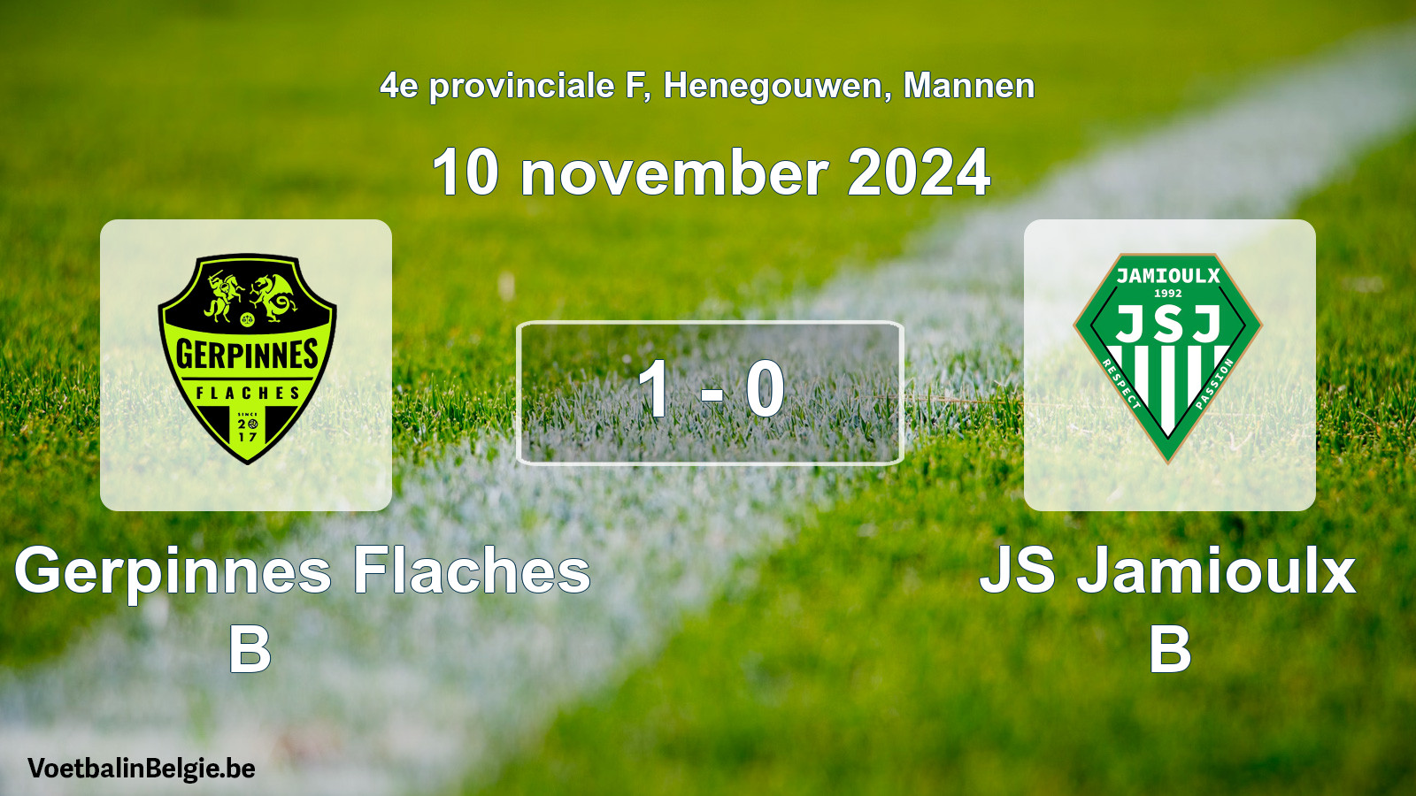 Gespeelde wedstrijd mannenvoetbal: FC Gerpinnes Flaches B - JS Jamioulx B 1 - 0 (10 november 2024)
