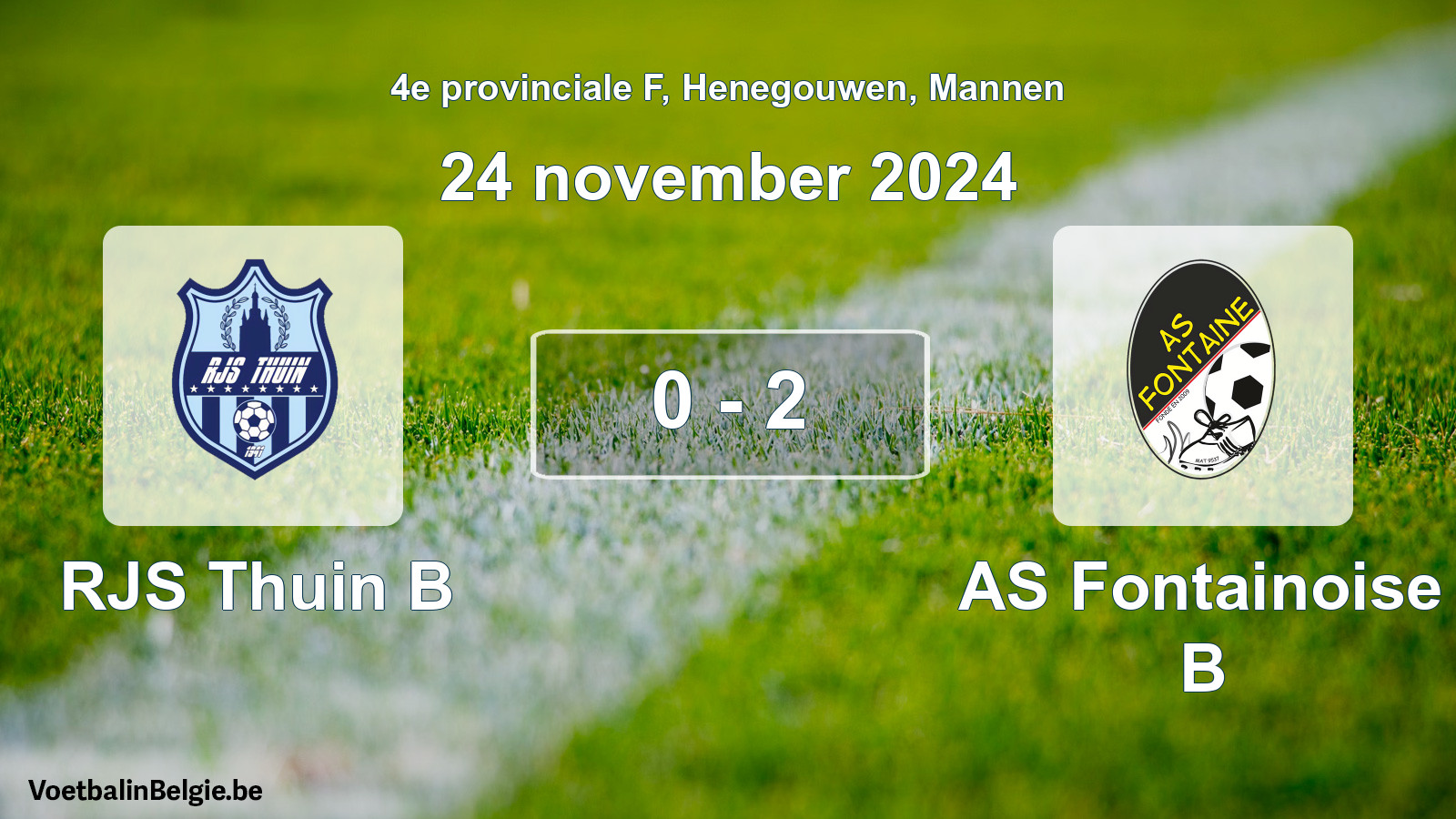 Gespeelde wedstrijd mannenvoetbal: RJS Thuin B - AS Fontainoise B 0 - 2 (24 november 2024)