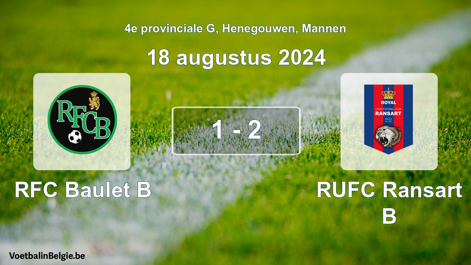 Gespeelde wedstrijd mannenvoetbal: RFC Baulet B - RUFC Ransart B 1 - 2 (18 augustus 2024)
