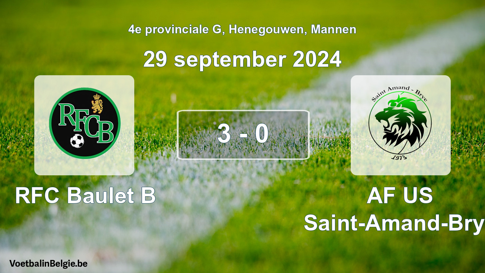 Gespeelde wedstrijd mannenvoetbal: RFC Baulet B - AF US Saint-Amand-Brye 3 - 0 (29 september 2024)