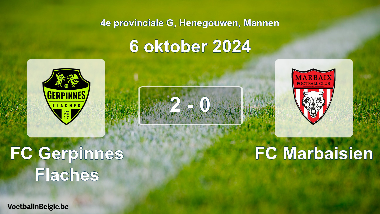 Gespeelde wedstrijd mannenvoetbal: FC Gerpinnes Flaches - FC Marbaisien 2 - 0 (6 oktober 2024)