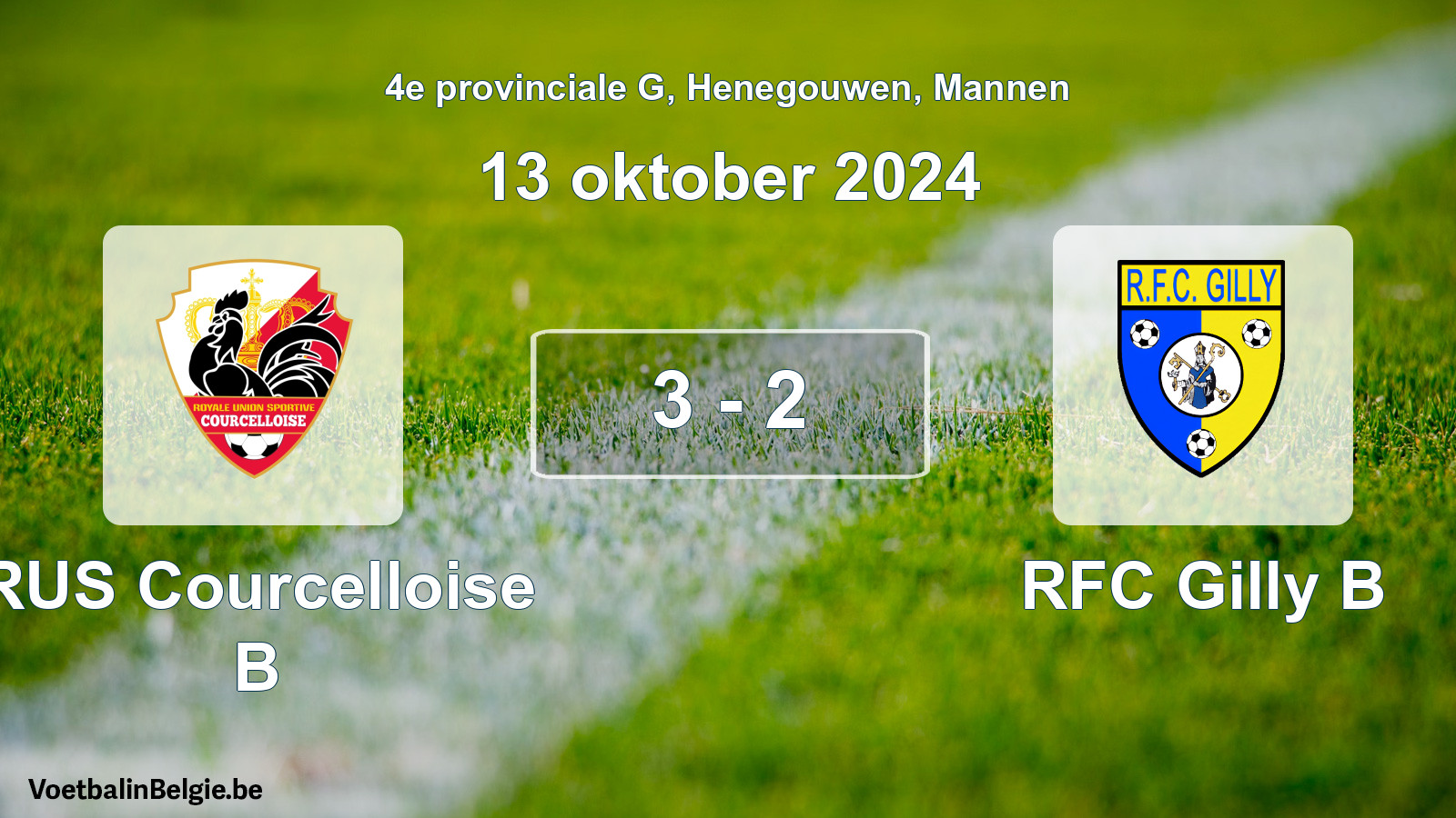 Gespeelde wedstrijd mannenvoetbal: RUS Courcelloise B - RFC Gilly B 3 - 2 (13 oktober 2024)