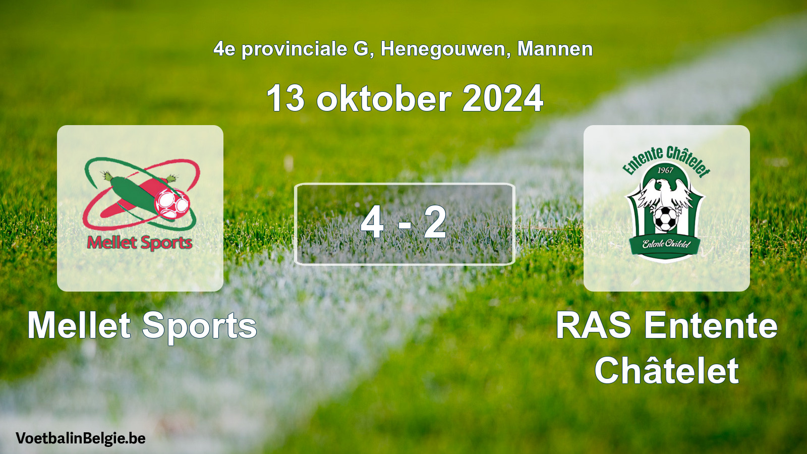 Played match men football: Mellet Sports - RAS Entente Châtelet 4 - 2 (13 October 2024)