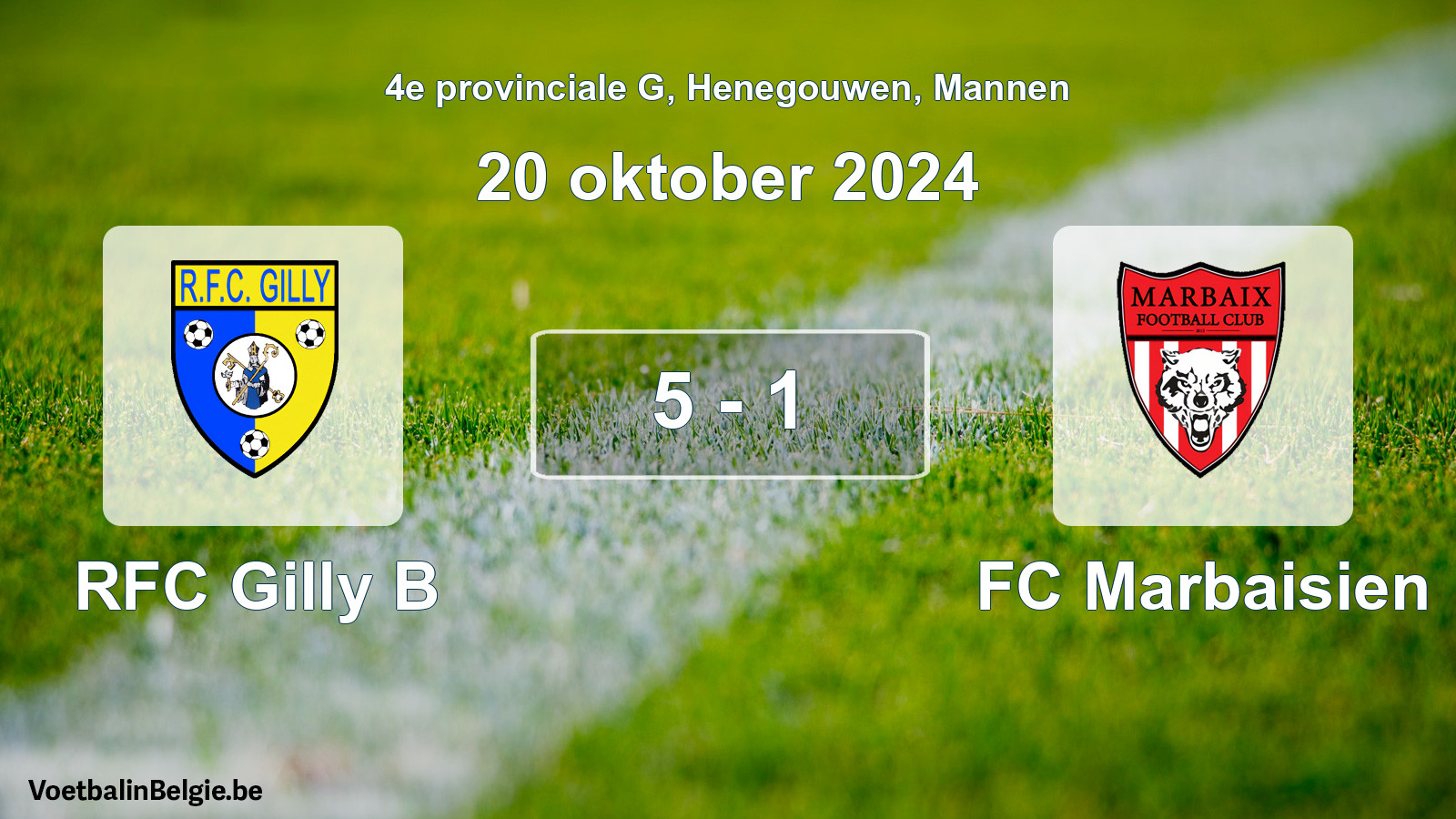Gespeelde wedstrijd mannenvoetbal: RFC Gilly B - FC Marbaisien 5 - 1 (20 oktober 2024)