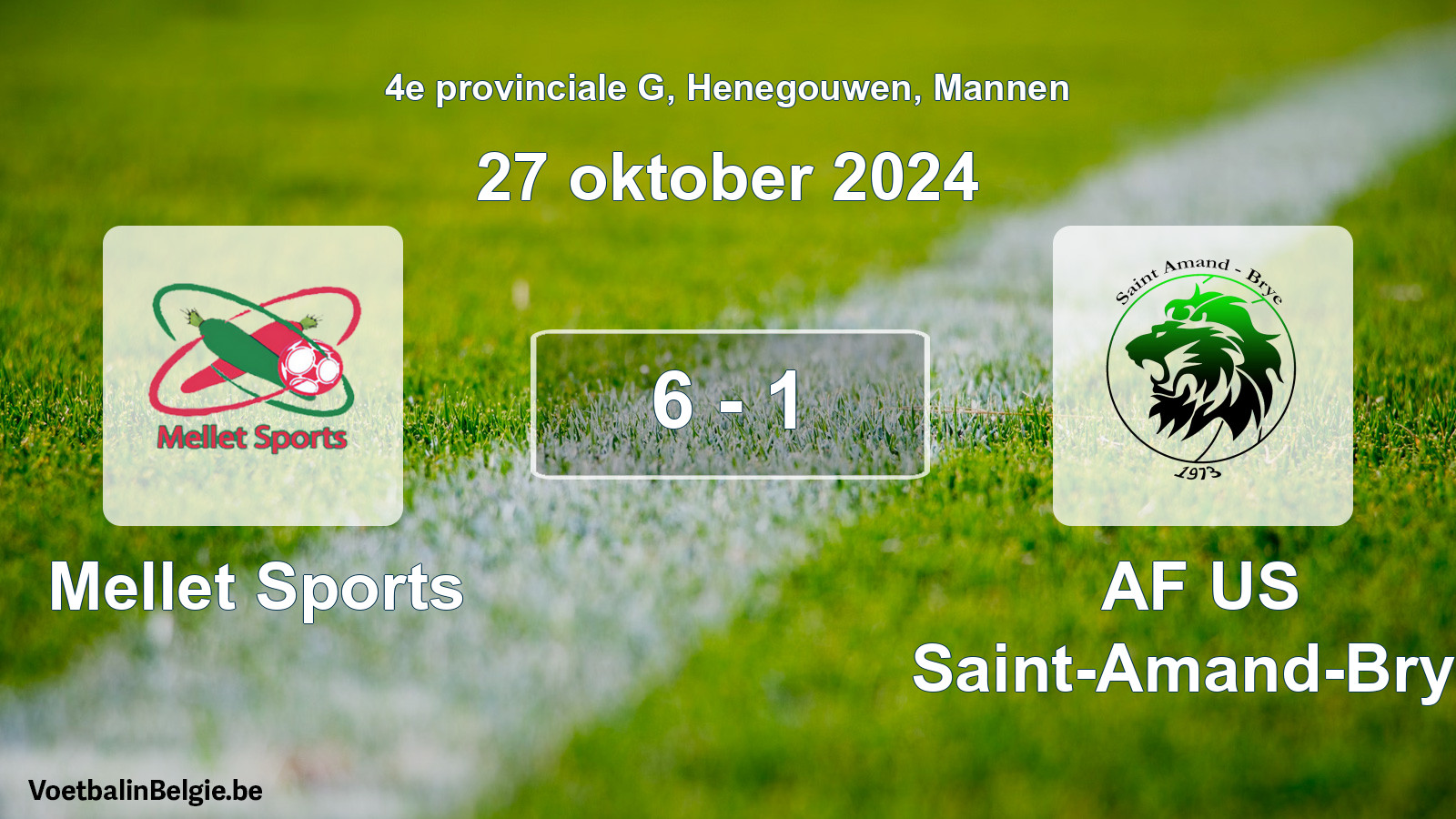 Gespeelde wedstrijd mannenvoetbal: Mellet Sports - AF US Saint-Amand-Brye 6 - 1 (27 oktober 2024)