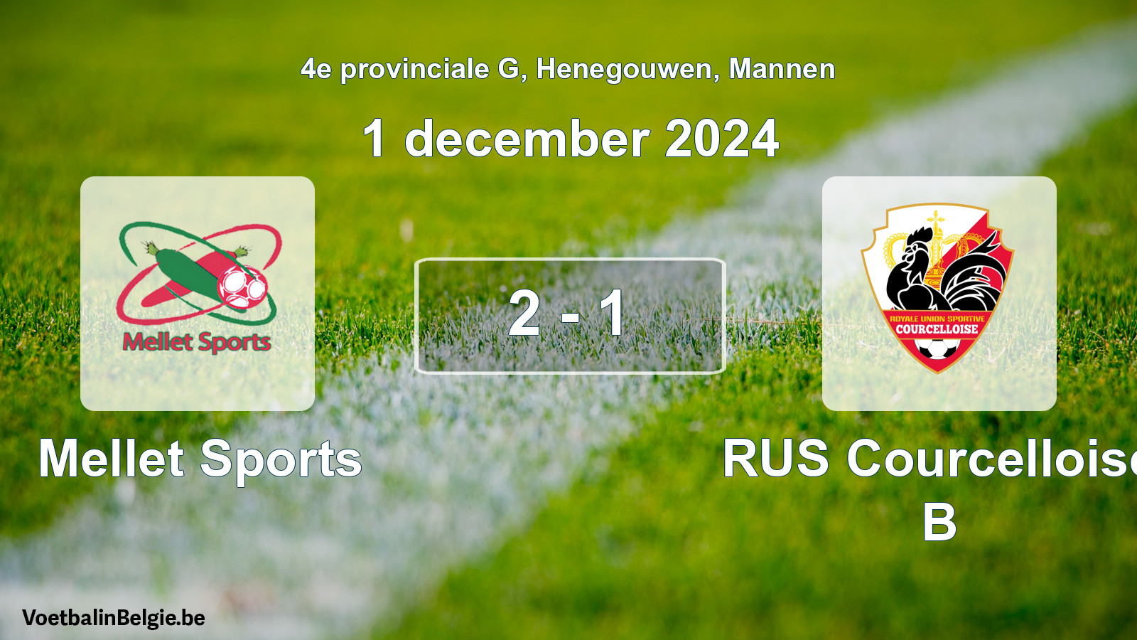Gespeelde wedstrijd mannenvoetbal: Mellet Sports - RUS Courcelloise B 2 - 1 (1 december 2024)