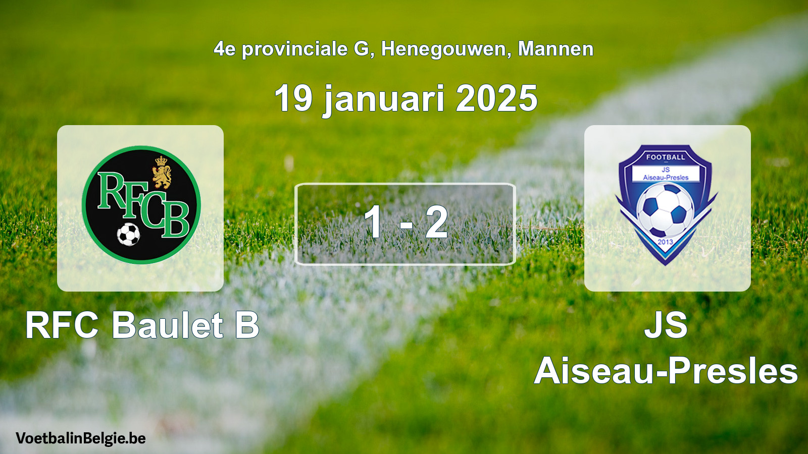 Gespeelde wedstrijd mannenvoetbal: RFC Baulet B - JS Aiseau-Presles 1 - 2 (19 januari 2025)