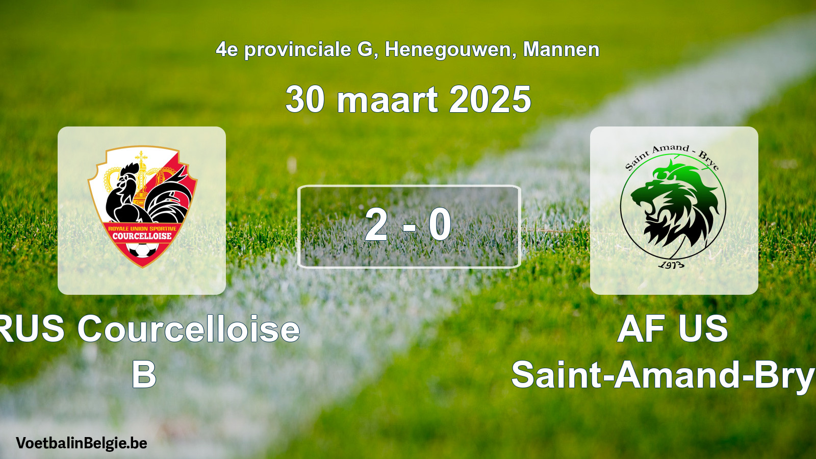 Gespeelde wedstrijd mannenvoetbal: RUS Courcelloise B - AF US Saint-Amand-Brye 2 - 0 (30 maart 2025)