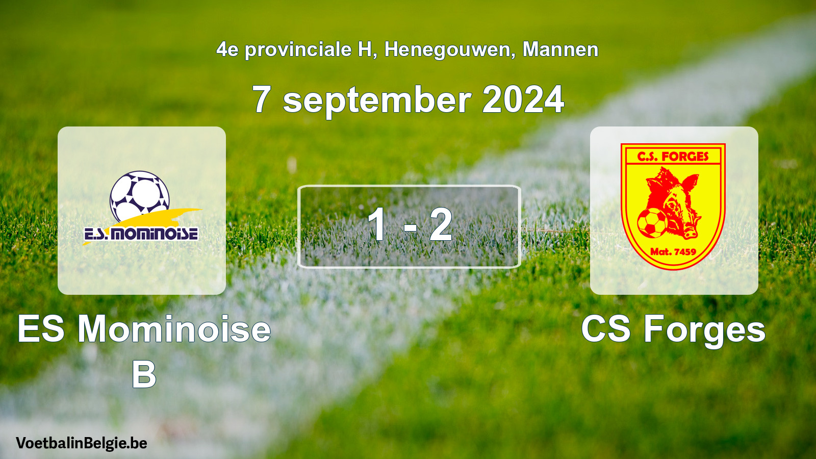 Gespeelde wedstrijd mannenvoetbal: ES Mominoise B - CS Forges 1 - 2 (7 september 2024)