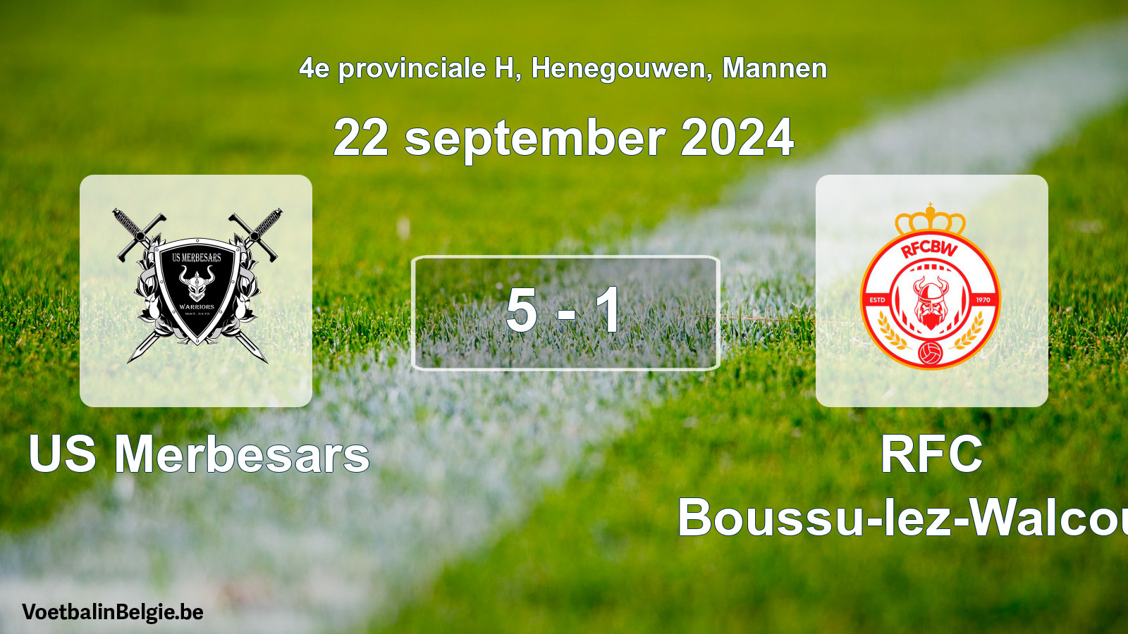 Gespeelde wedstrijd mannenvoetbal: US Merbesars - RFC Boussu-lez-Walcourt 5 - 1 (22 september 2024)