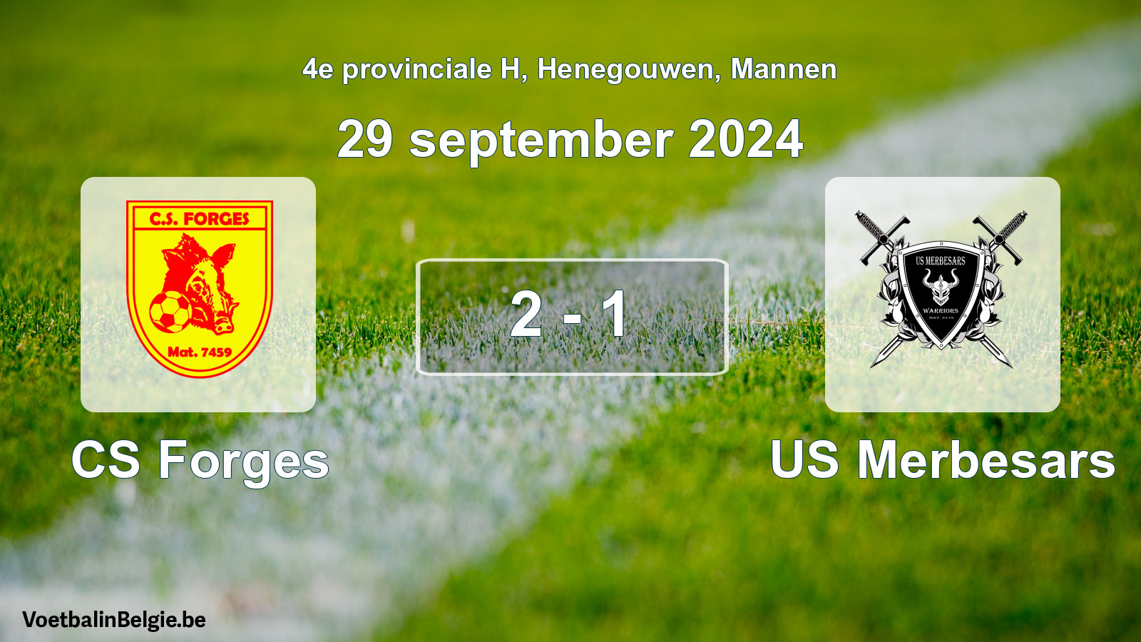 Gespeelde wedstrijd mannenvoetbal: CS Forges - US Merbesars 2 - 1 (29 september 2024)