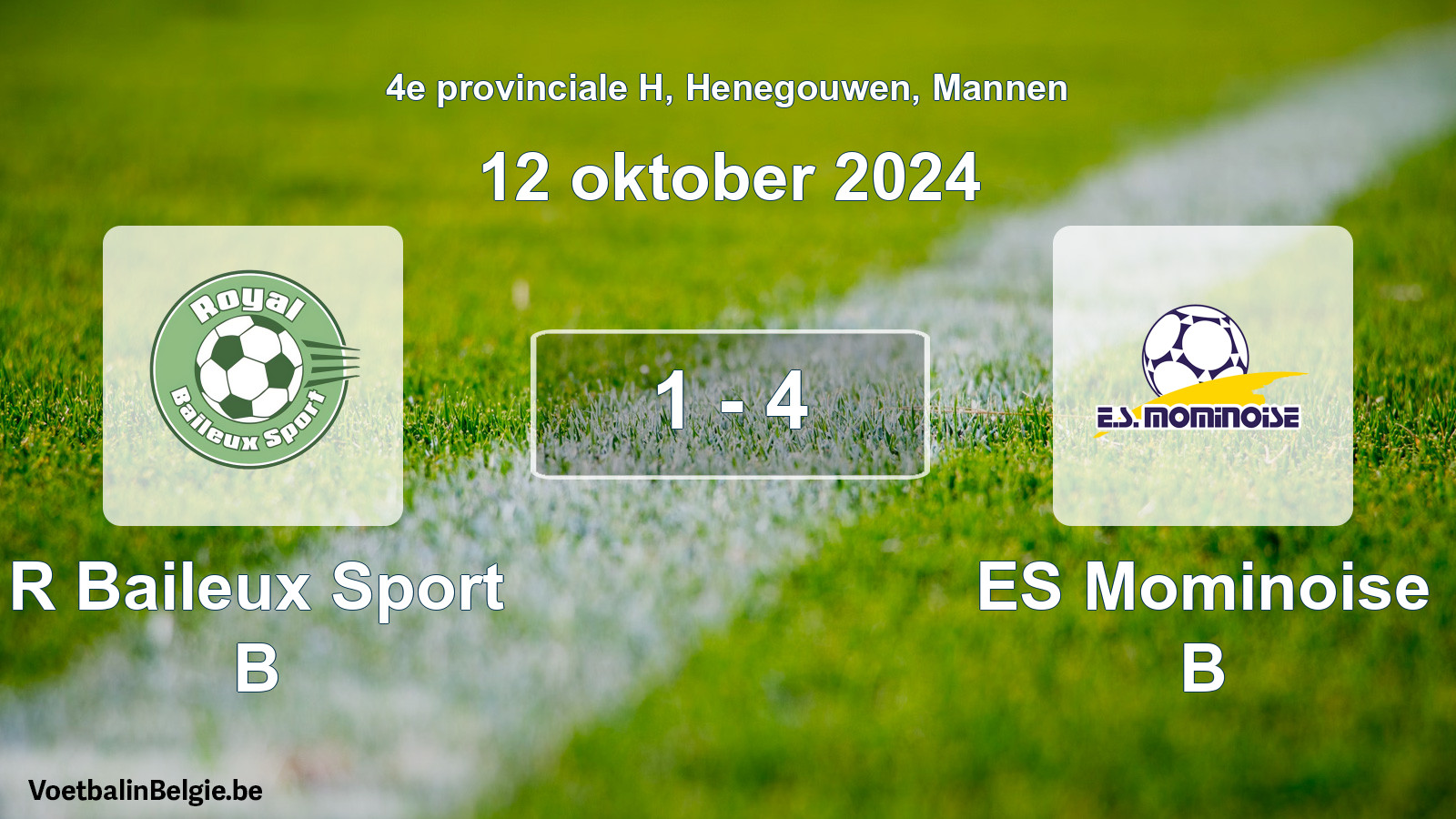 Gespeelde wedstrijd mannenvoetbal: R Baileux Sport B - ES Mominoise B 1 - 4 (12 oktober 2024)