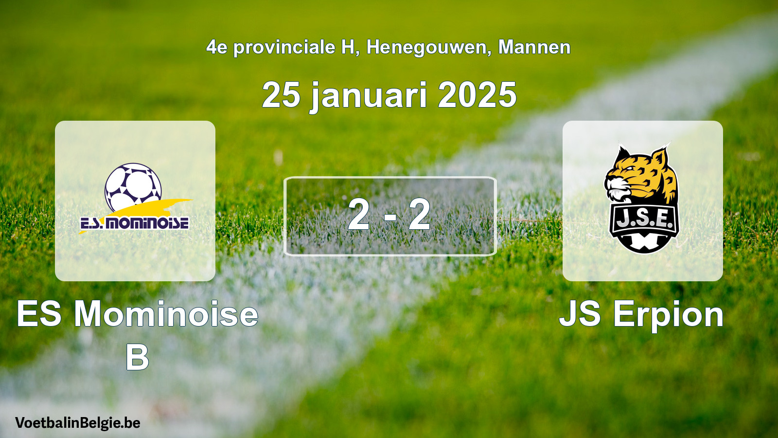 Gespeelde wedstrijd mannenvoetbal: ES Mominoise B - JS Erpion 2 - 2 (25 januari 2025)