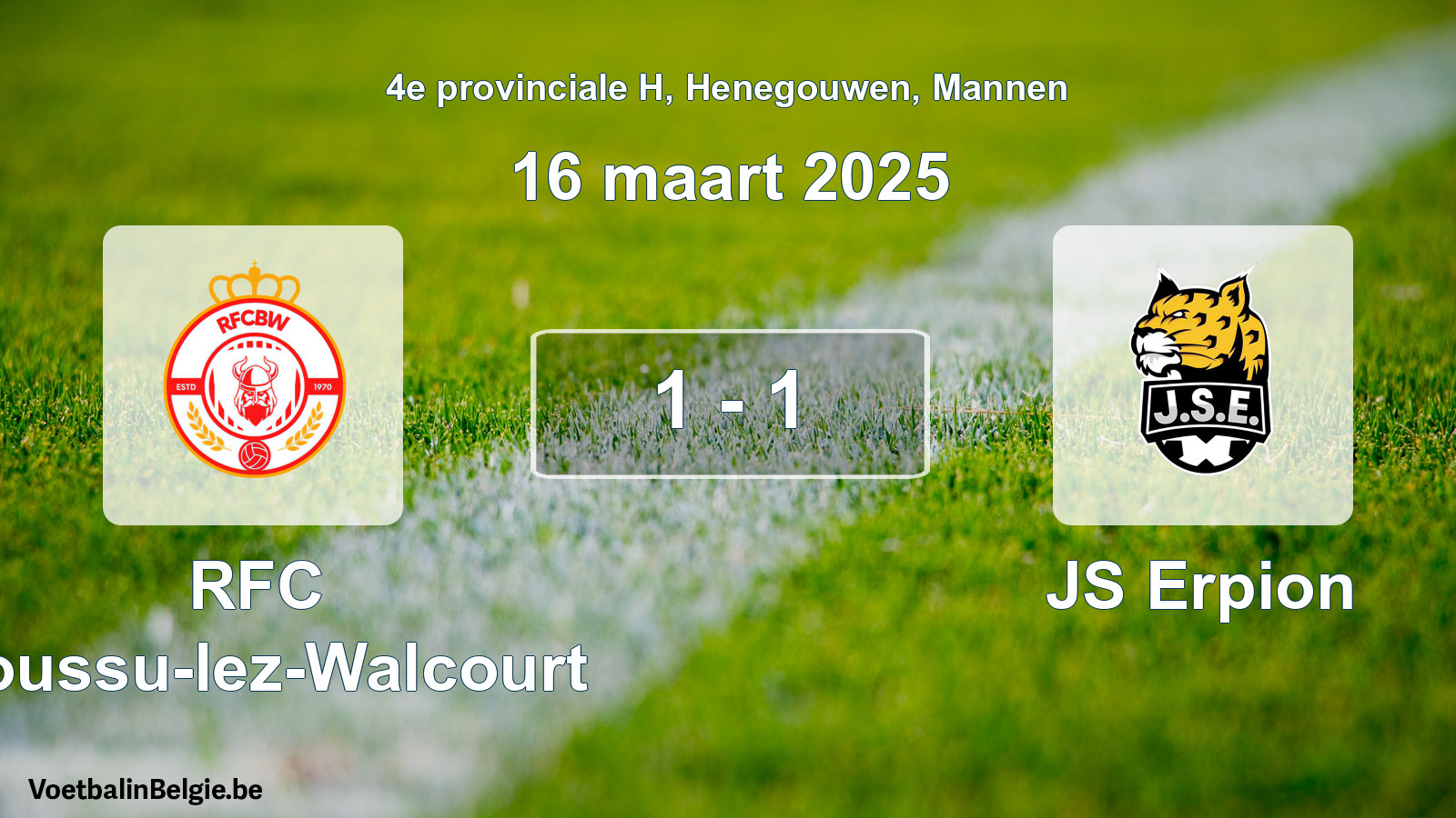 Gespeelde wedstrijd mannenvoetbal: RFC Boussu-lez-Walcourt - JS Erpion 1 - 1 (16 maart 2025)