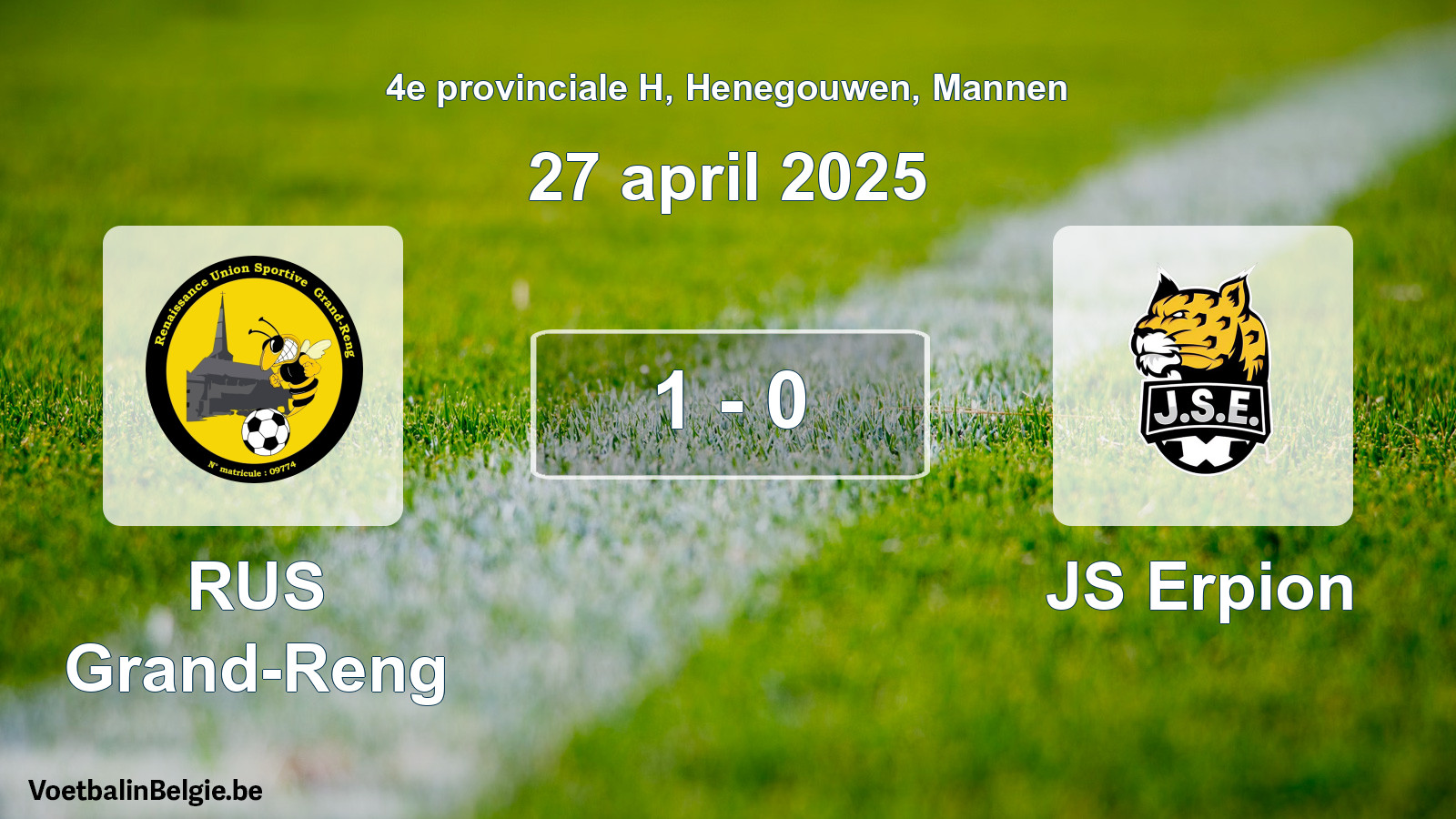 Match joué football hommes: RUS Grand-Reng - JS Erpion 1 - 0 (27 avril 2025)
